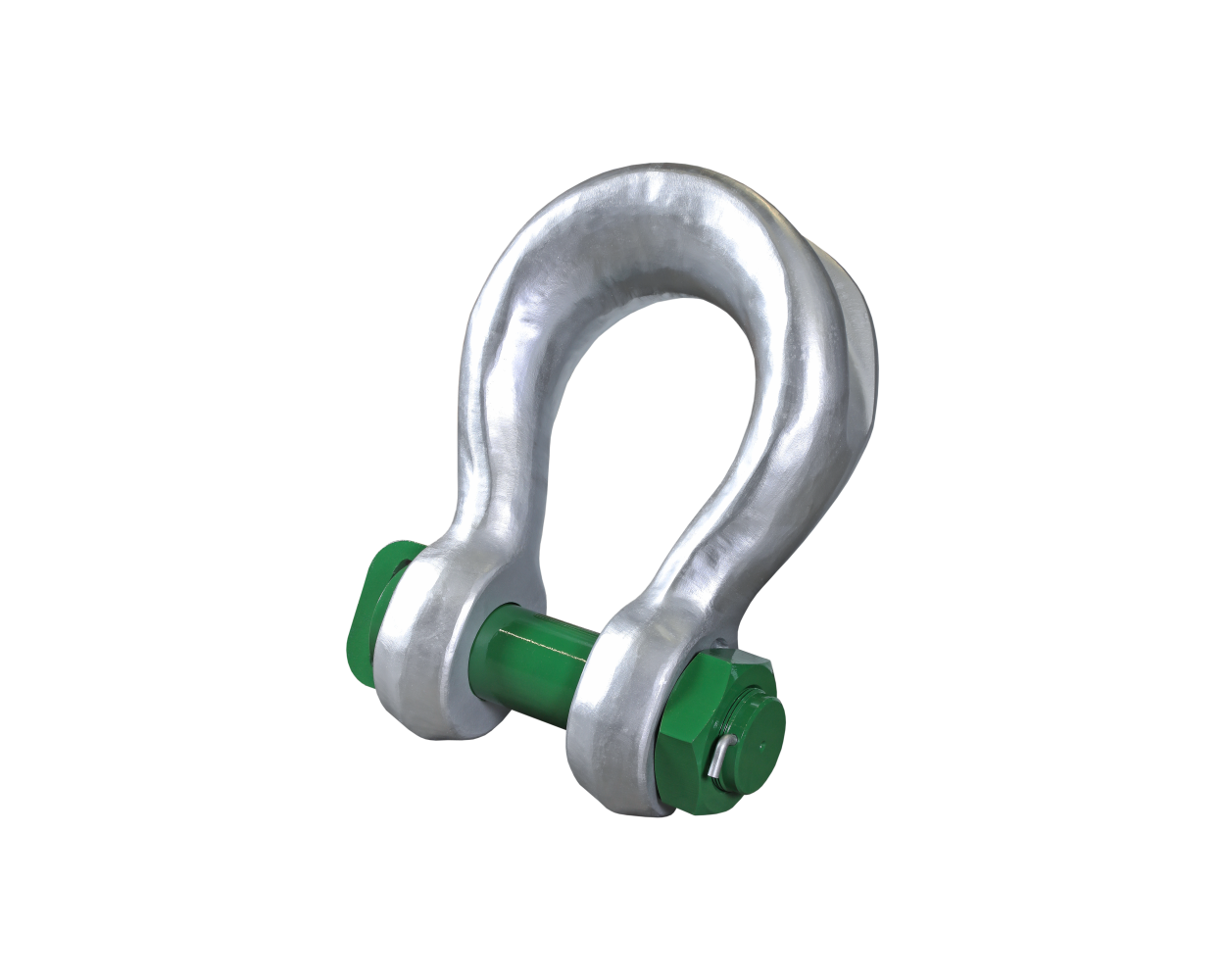 High-Quality Green Pin Sling Shackles - Bow Type with Safety Nut & Bolt Pin - Heavy Duty Lifting Gear for Construction, Marine & Industrial Use