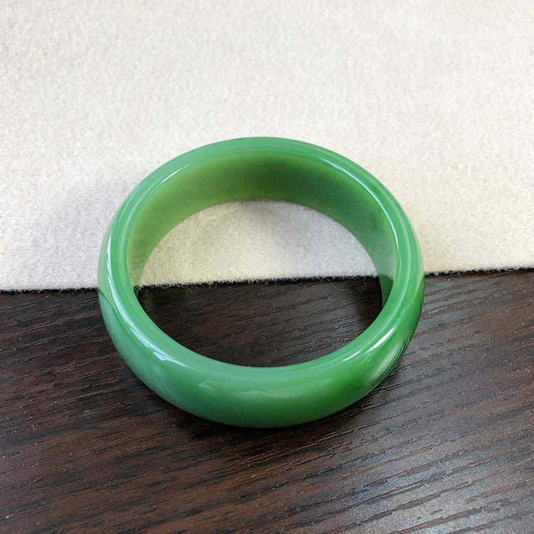 Natural Jade Bangle - Nephrite Jade Bracelet, 59.3mm Inner Diameter, Handcrafted Green Stone Jewelry for Women | Perfect for Meditation, Healing & Fashion Accessories