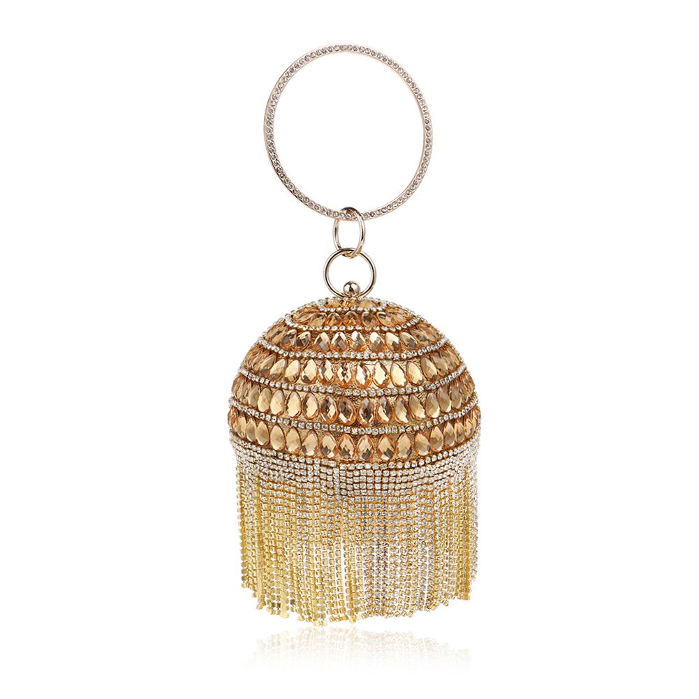 Elegant Rhinestone Tassel Clutch Bag for Women - Ball Shape Evening Purse for Wedding, Party & Special Occasions | Stylish Wallet with Sparkling Rhinestones & Chic Tassel Design