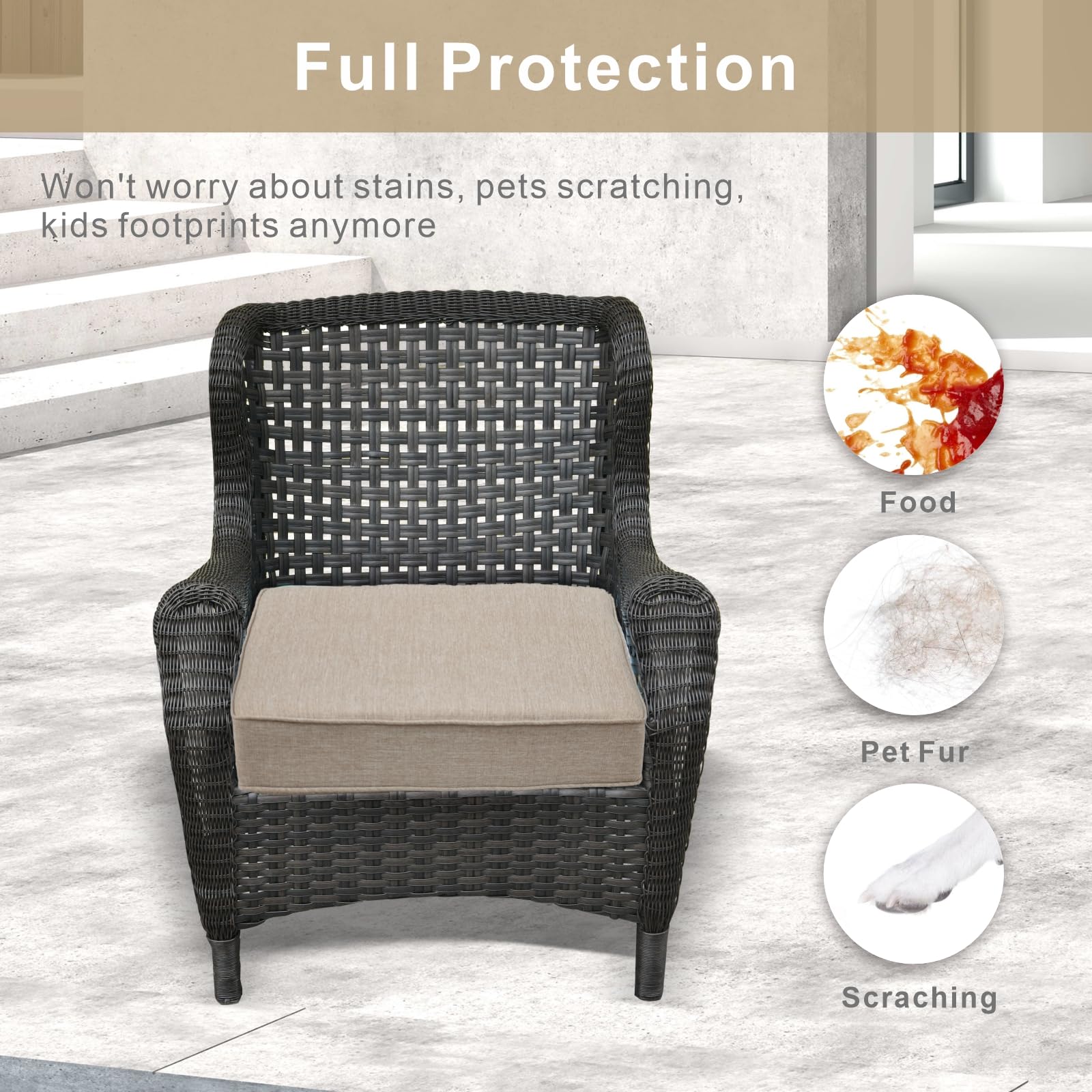 JMGBird Waterproof Outdoor Patio Cushion Covers Set of 4 - Washable Slip-Resistant Chair Seat Covers 22x20x4 Inch with Zipper - Replacement Cushion Covers for Garden, Sofa, Couch & Indoor Furniture - Perfect for Backyard, Deck, Poolside & Patio Relaxation