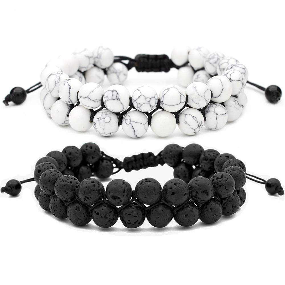 Softones 8MM Lava Rock Beads Bracelet for Men & Women - Natural Stone Bracelet for Friendship, Couples Gifts, Yoga, Meditation & Spiritual Healing