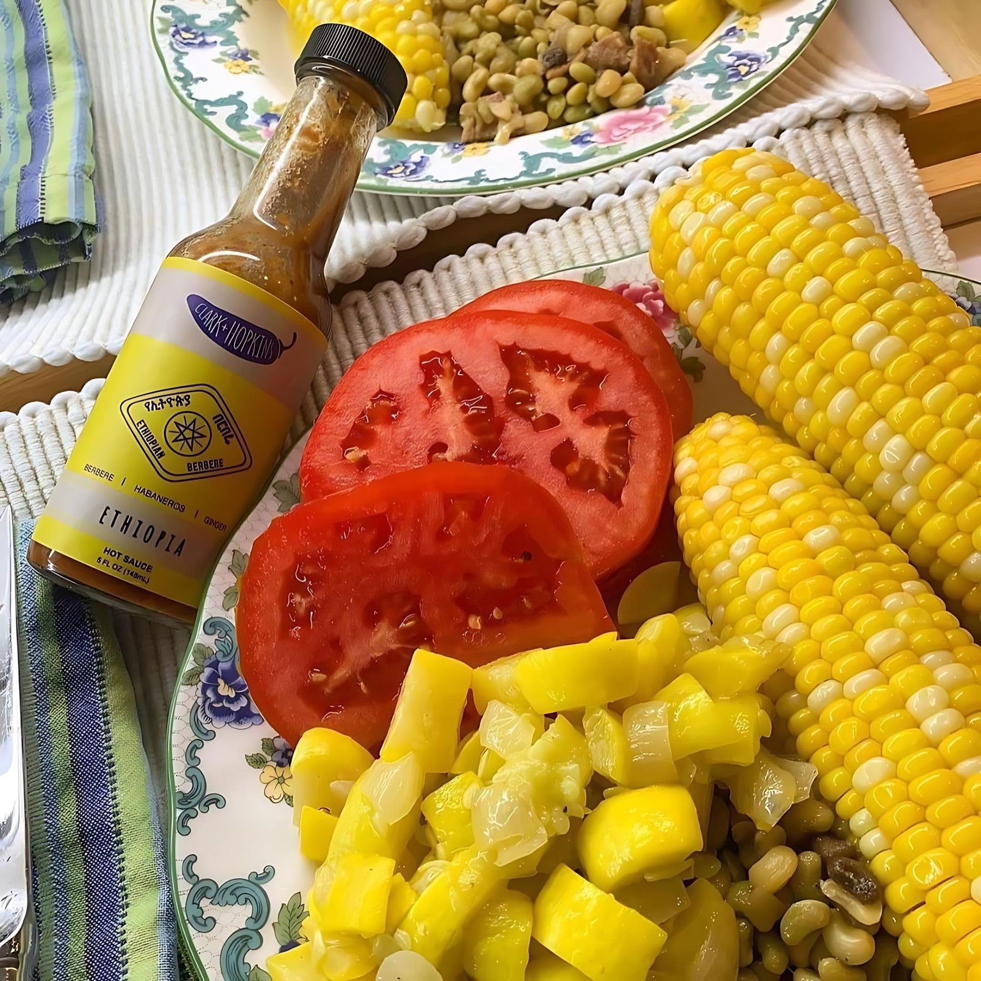 Clark + Hopkins Ethiopia Pepper Sauce - Berbere, Habanero & Ginger Flavored Hot Sauce for East African Cuisine | Medium Heat 5oz Bottle | Perfect for Grilling, Stews & Spicy Food Lovers