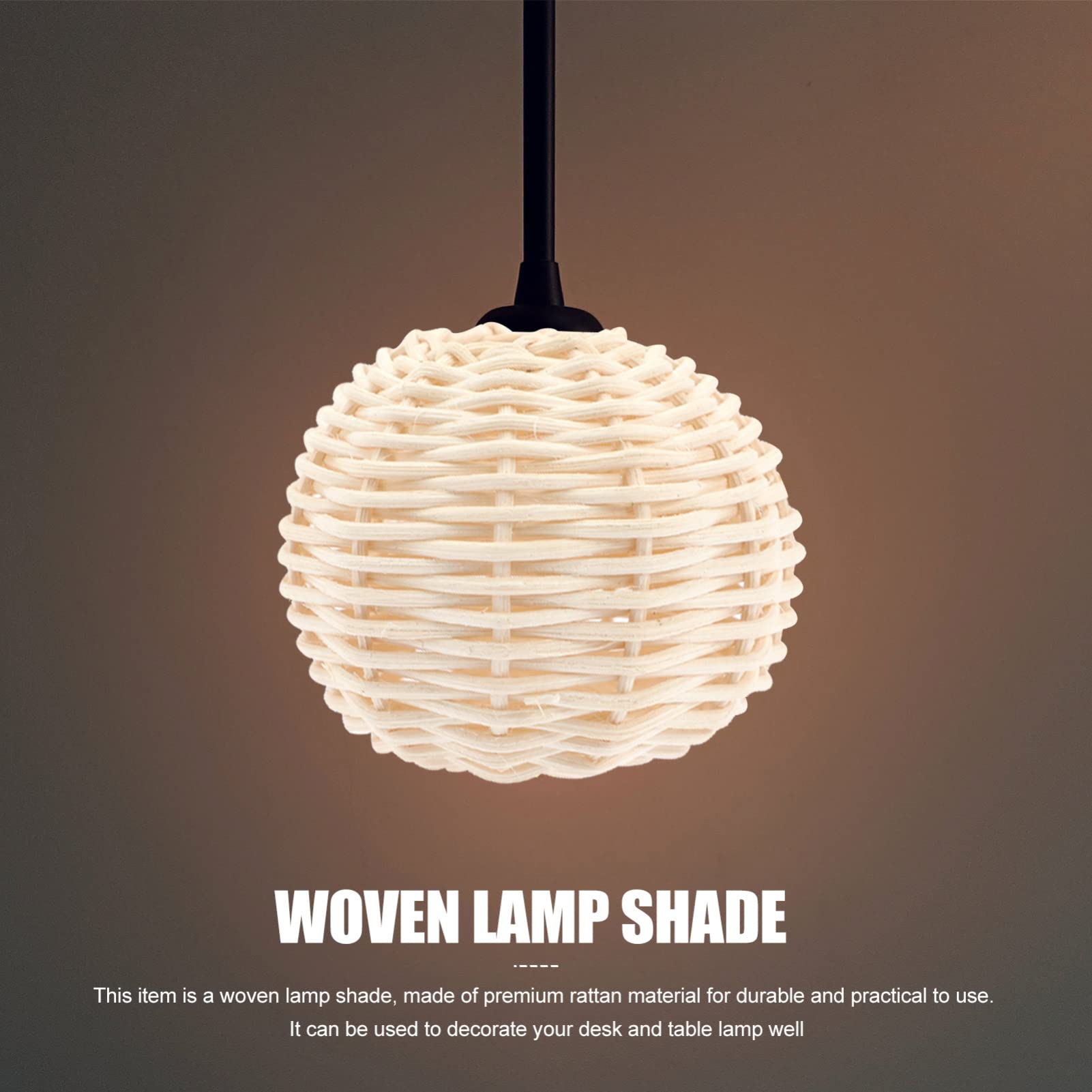 2-Pack White Woven Rattan Pendant Lamp Shades - Natural Boho Chandelier Light Covers for Bedroom, Living Room & Patio Decor - Perfect Housewarming Gift