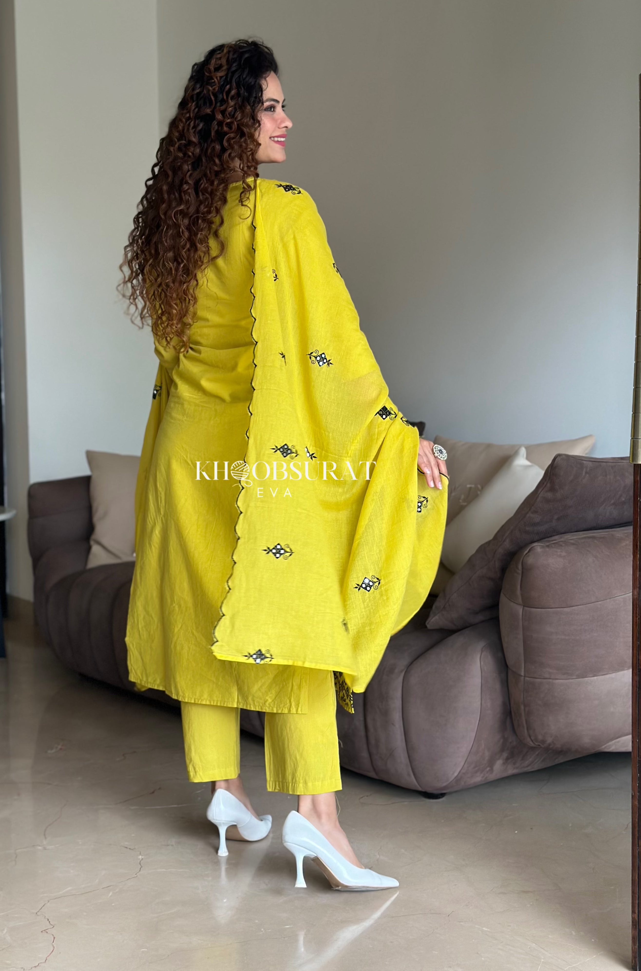 Stylish Biba Yellow Kurta Suit Set for Women - Traditional Indian Ethnic Wear for Festivals, Weddings & Special Occasions
