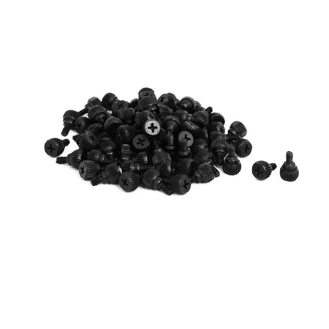 X-DREE 80pcs Black Metal Thumbscrews for PC Computer Case - Flat Head Screws for Easy PC Assembly & Maintenance (Perfect for Gaming Rigs, Workstations & Home Office Computers)