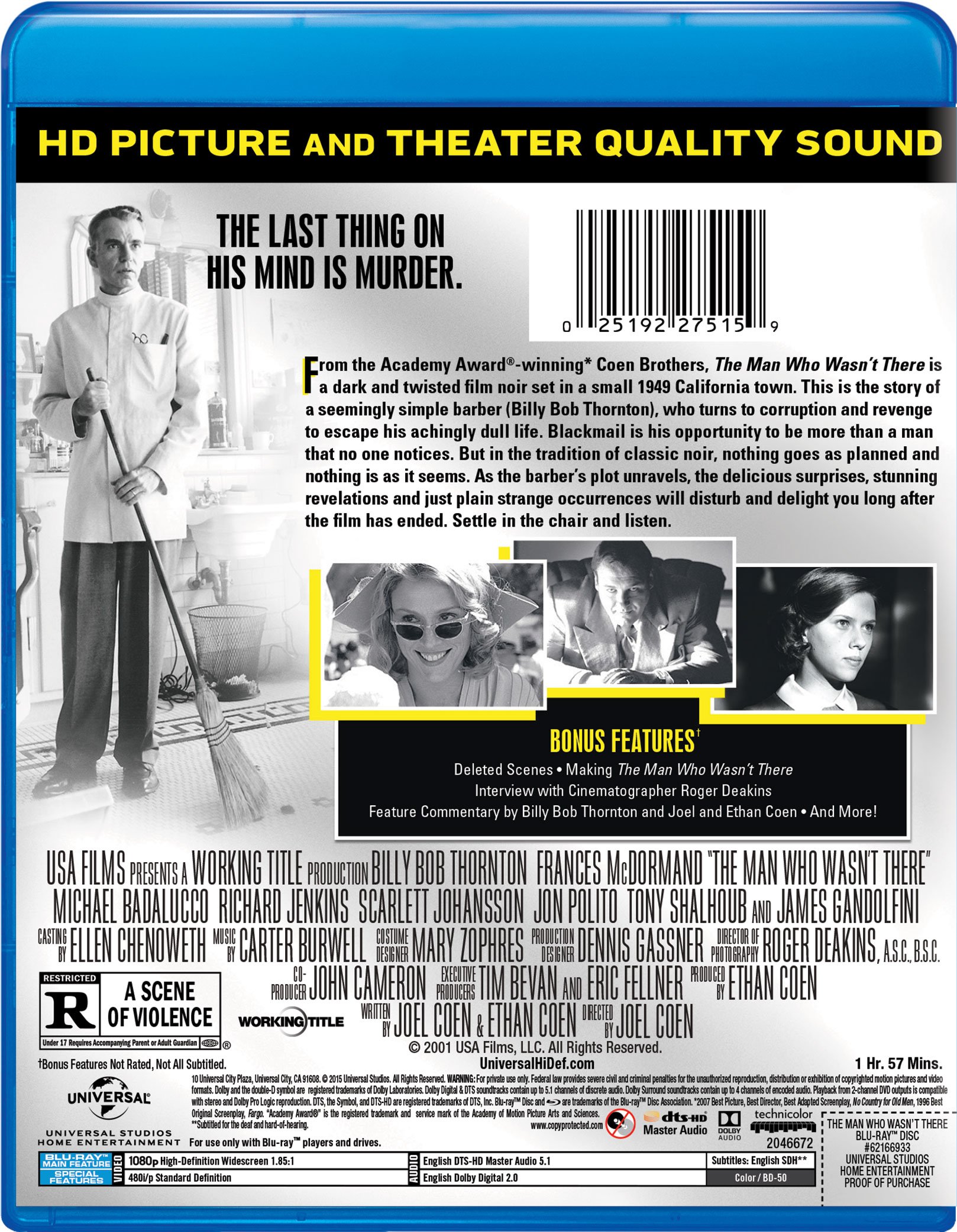 The Man Who Wasn't There [Blu-ray] - Award-Winning Film Noir | Perfect for Movie Nights & Classic Film Collections
