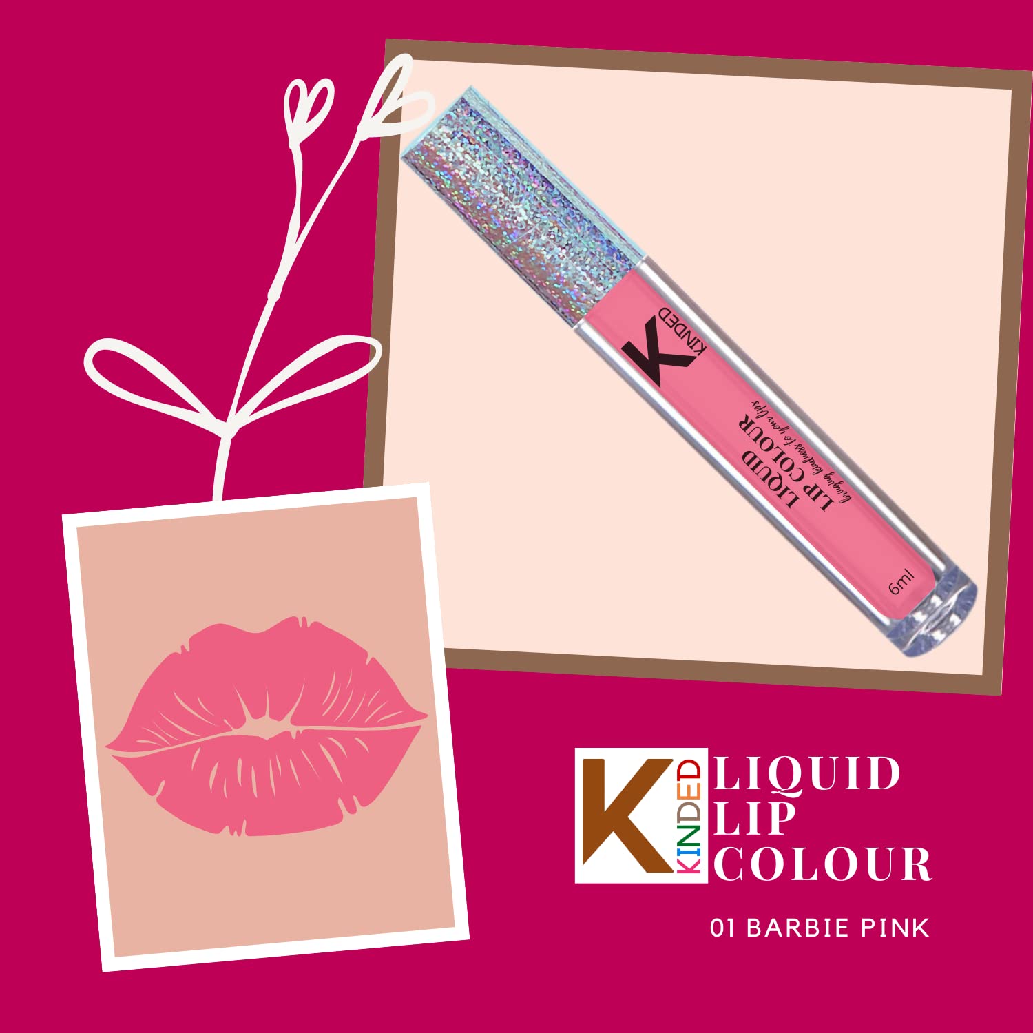 KINDED Liquid Lipstick Set - Vitamin E Enriched, Waterproof, Long-Lasting Matte Lip Color (2 Pack, 6ml Each) - Barbie Pink & Sangria Orange Shades | Perfect for Daily Wear, Parties, and Special Occasions