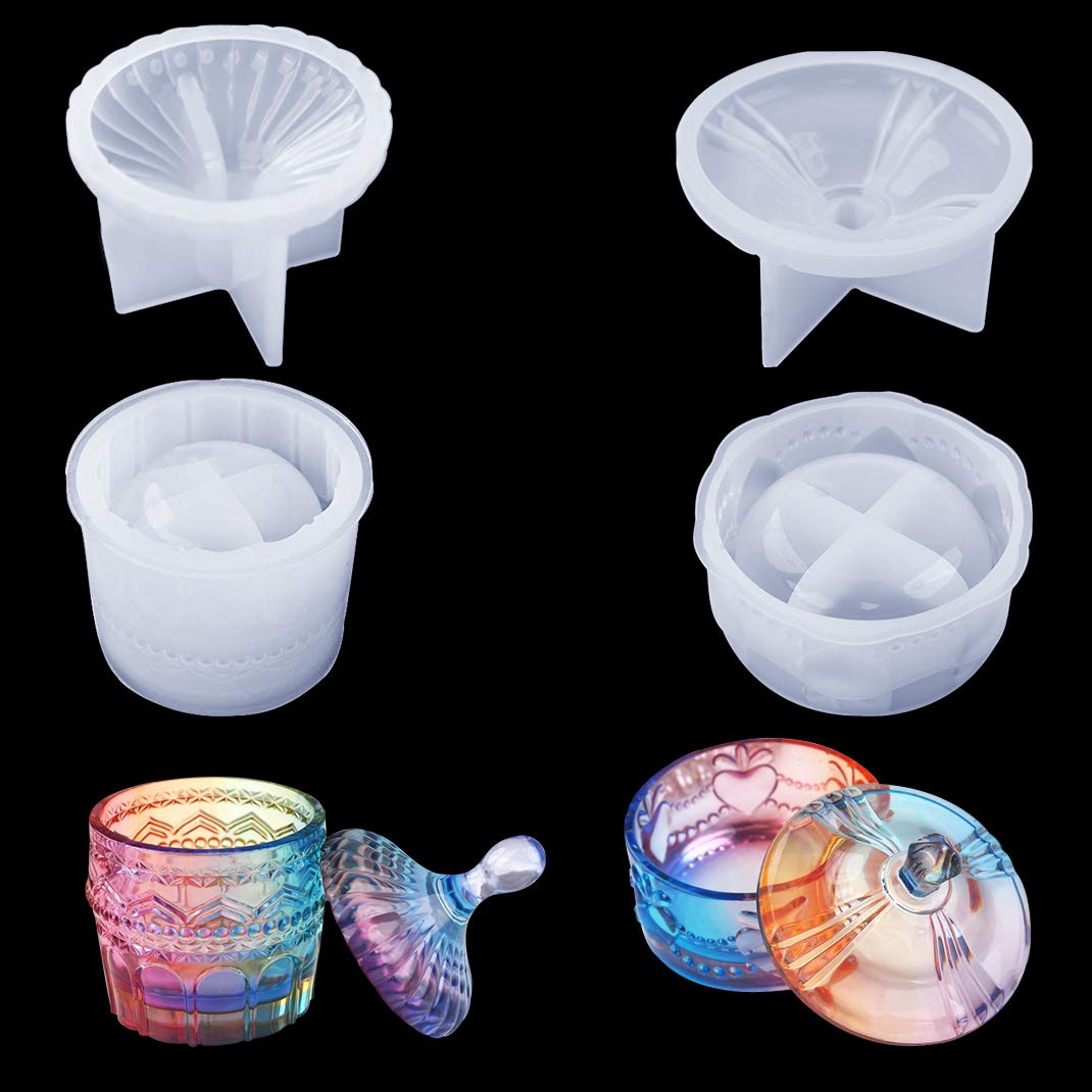 iSuperb 4-Piece Resin Molds Set for DIY Jewelry Box - Includes 2 Trinket Storage Box Molds & 2 Lid Silicone Molds for UV Epoxy Casting - Perfect for Handmade Jewelry, Gift Box & Craft Projects