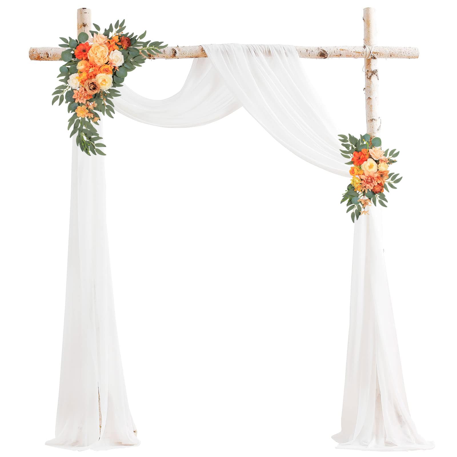 Faux Flower Set of 2 - Artificial Wedding Arch Flowers for Welcome Signs, Reception Decor & Backdrop (Orange) | Perfect for Wedding Ceremonies, Bridal Showers & Home Decor