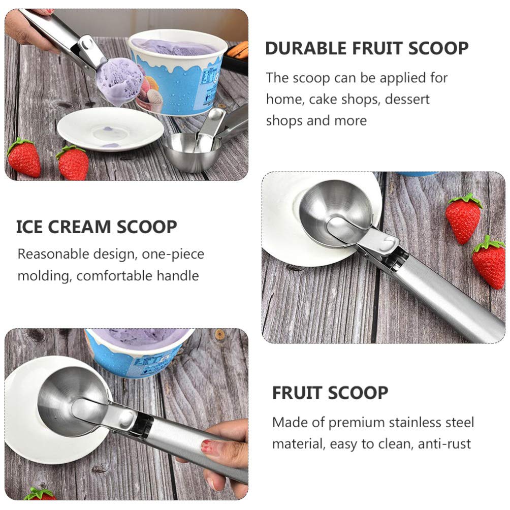 2-Pack Stainless Steel Ice Cream Scoop - Durable Fruit & Ice Ball Scooper for Home Kitchen, Dessert Serving, and Party Tableware - Perfect for Ice Cream, Sorbet, Melon Balls & Cocktail Garnishes