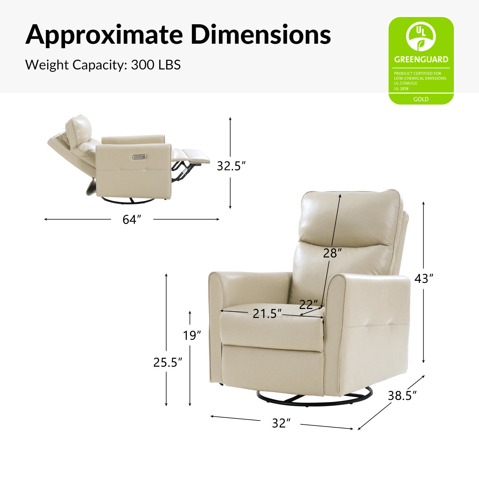 Modern Faux Leather Power Swivel Recliner Chair with USB Charging & Adjustable LED Reading Lamp - Perfect for Home Theater, Living Room & Office Relaxation