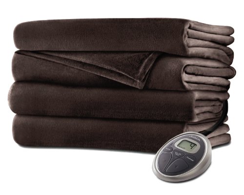Sunbeam Microplush Heated King Blanket - 10 Adjustable Heat Settings, Machine Washable, Walnut Brown - Perfect for Cold Nights, Winter Bedding & Cozy Home Comfort