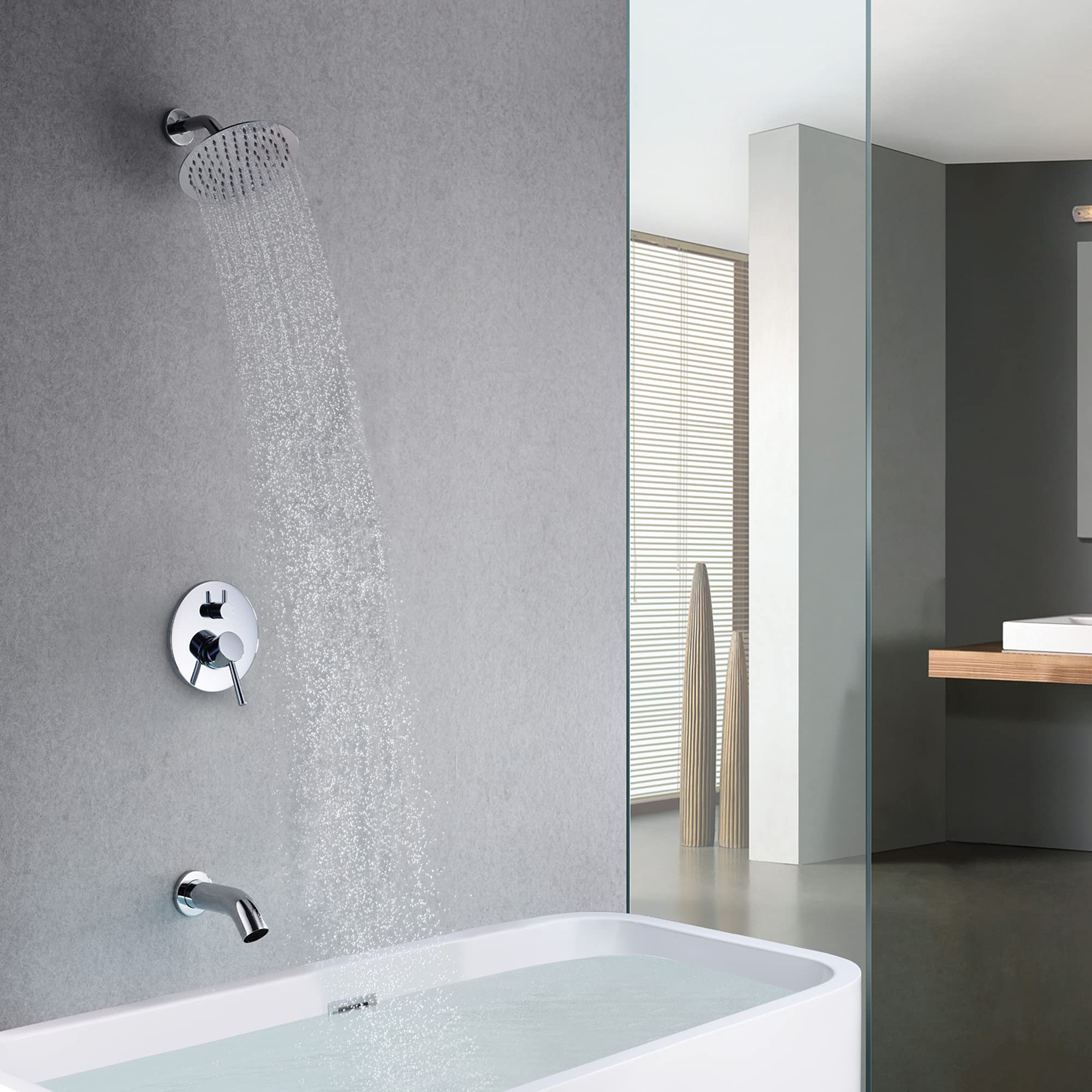 Premium Tub and Shower Faucet Set S3230CI with Rain Shower System S3223CI - Luxury Bathroom Fixtures for Modern Homes, Spa-Like Shower Experience