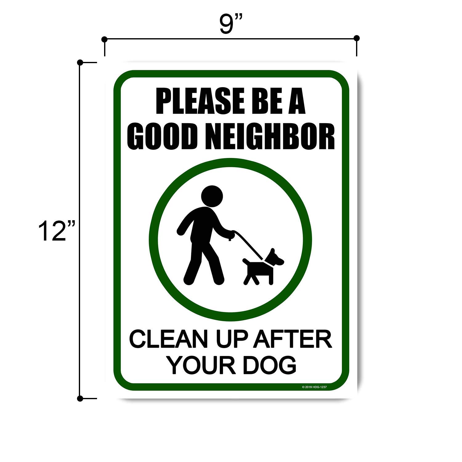 HDG-1237 Aluminum No Dog Pooping Sign - 9x12 Inch Durable Pet Waste Warning Sign for Yards, Parks & Neighborhoods - Be a Responsible Pet Owner & Clean Up After Your Dog