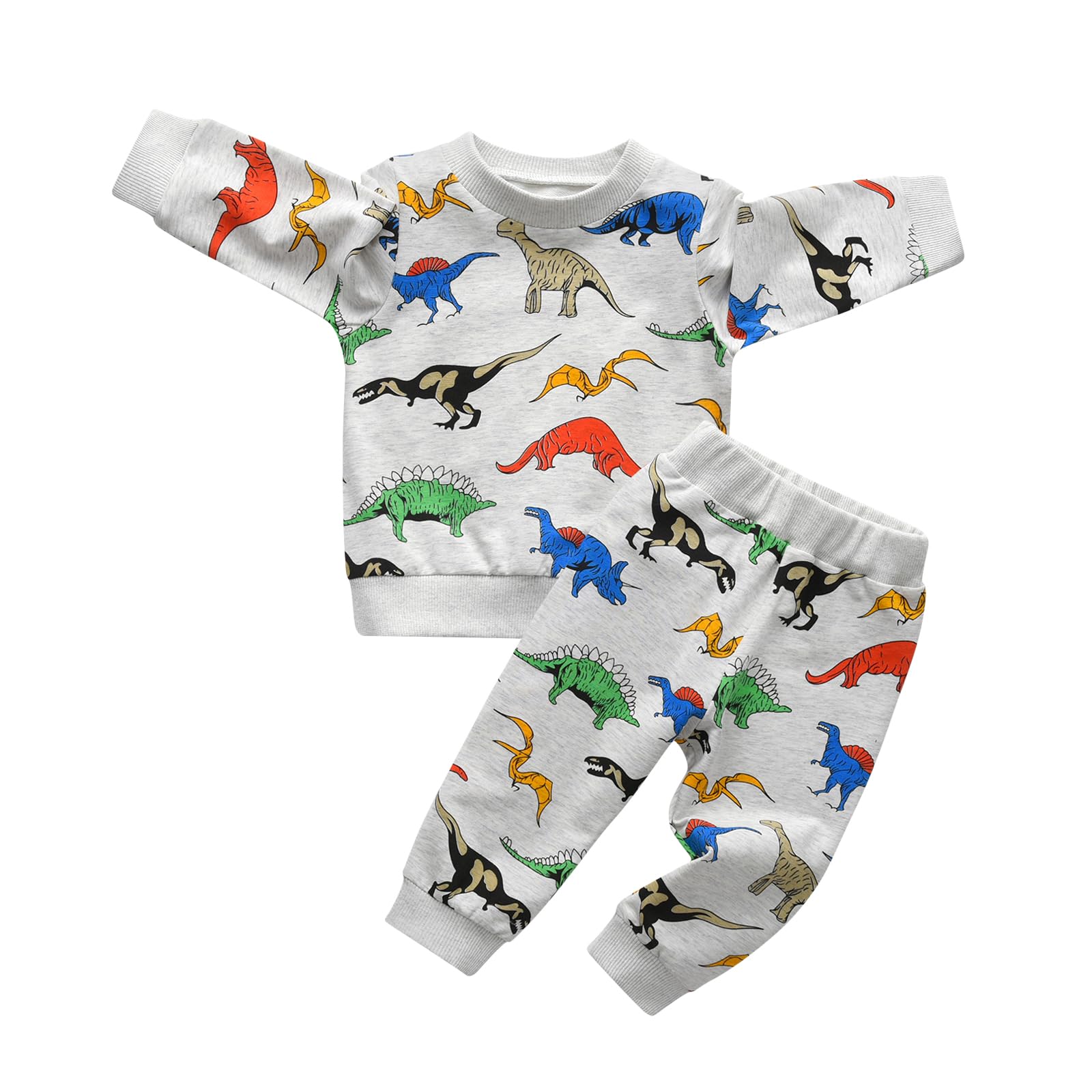 Adorable Animal Print Toddler Boy Clothes Set - Long Sleeve Top & Sweatpants Outfit for Playtime & Casual Wear | Soft Cotton Baby Boy Winter Outfits