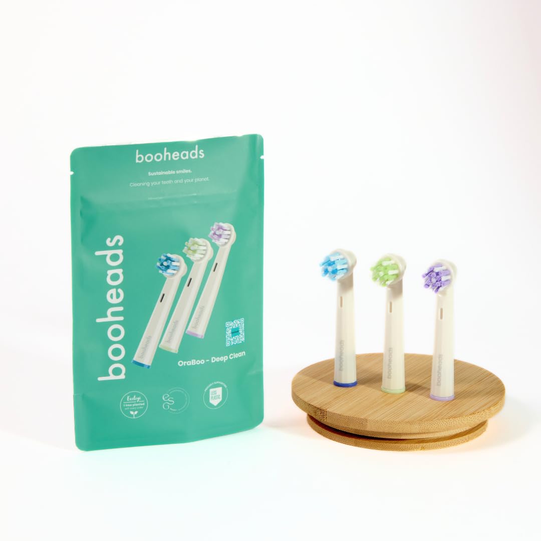 Oraboo Biodegradable Electric Toothbrush Replacement Heads for Oral-B - 3 Pack | Eco-Friendly, Recyclable & Zero Waste (Deep Clean, Multi-Angle) - Perfect for Travel, Home & Sustainable Oral Care Routine