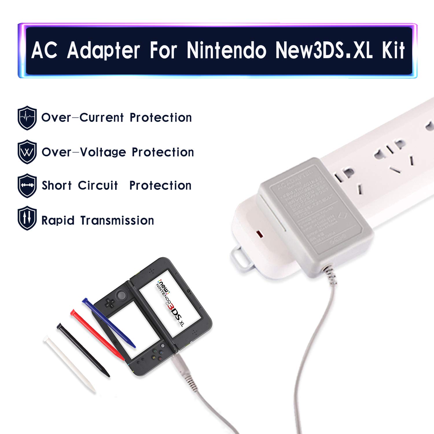 Premium Nintendo New 3DS XL Charger Kit - AC Power Adapter, Stylus Pen & Travel Wall Charger | Fast Charging Cable for Gaming On-The-Go | Perfect for Home, Travel & Gaming Sessions