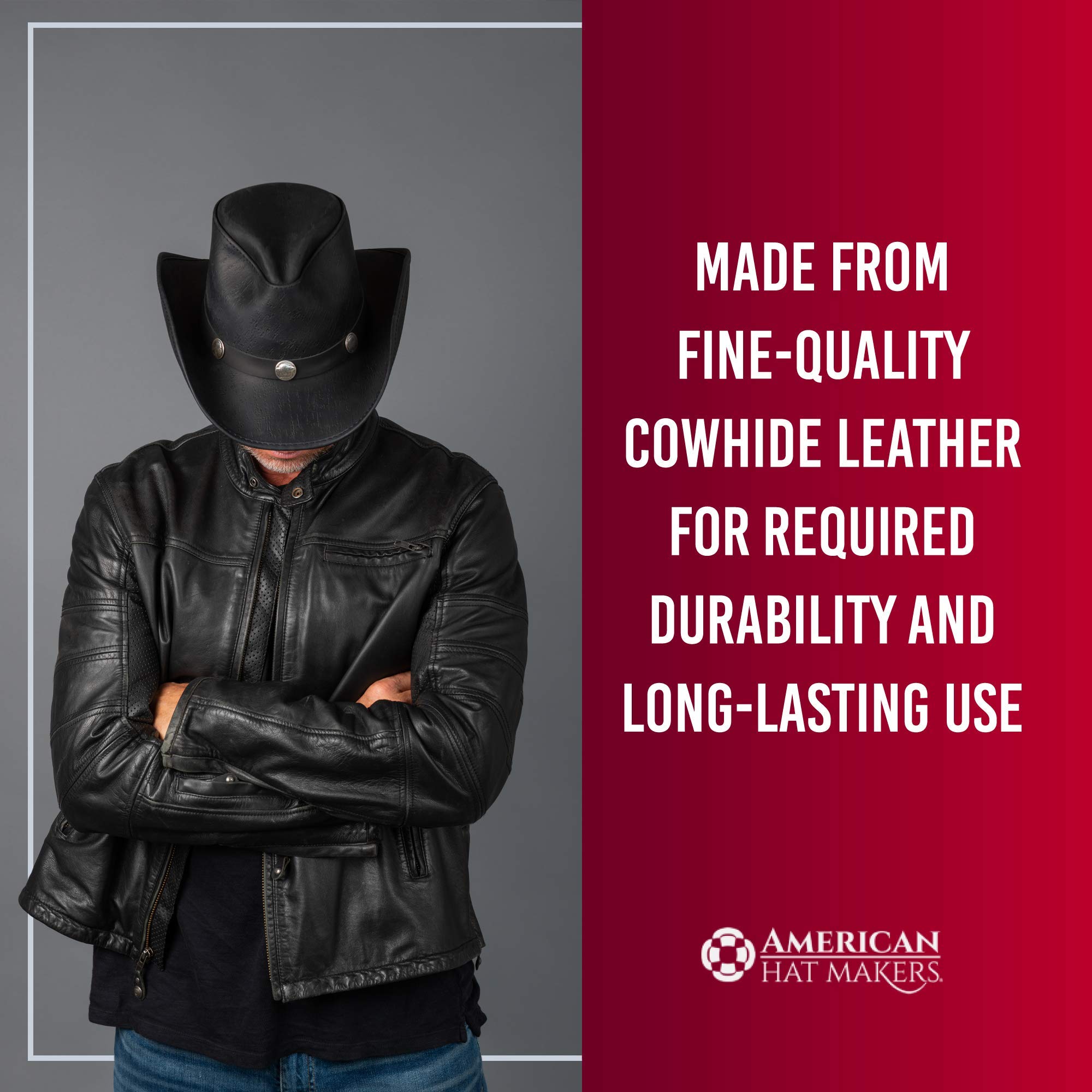American Hat Makers Cyclone Western Leather Cowboy Hat for Men & Women – Premium Genuine Leather Western Style Hat for Rodeo, Ranch Work & Country Fashion