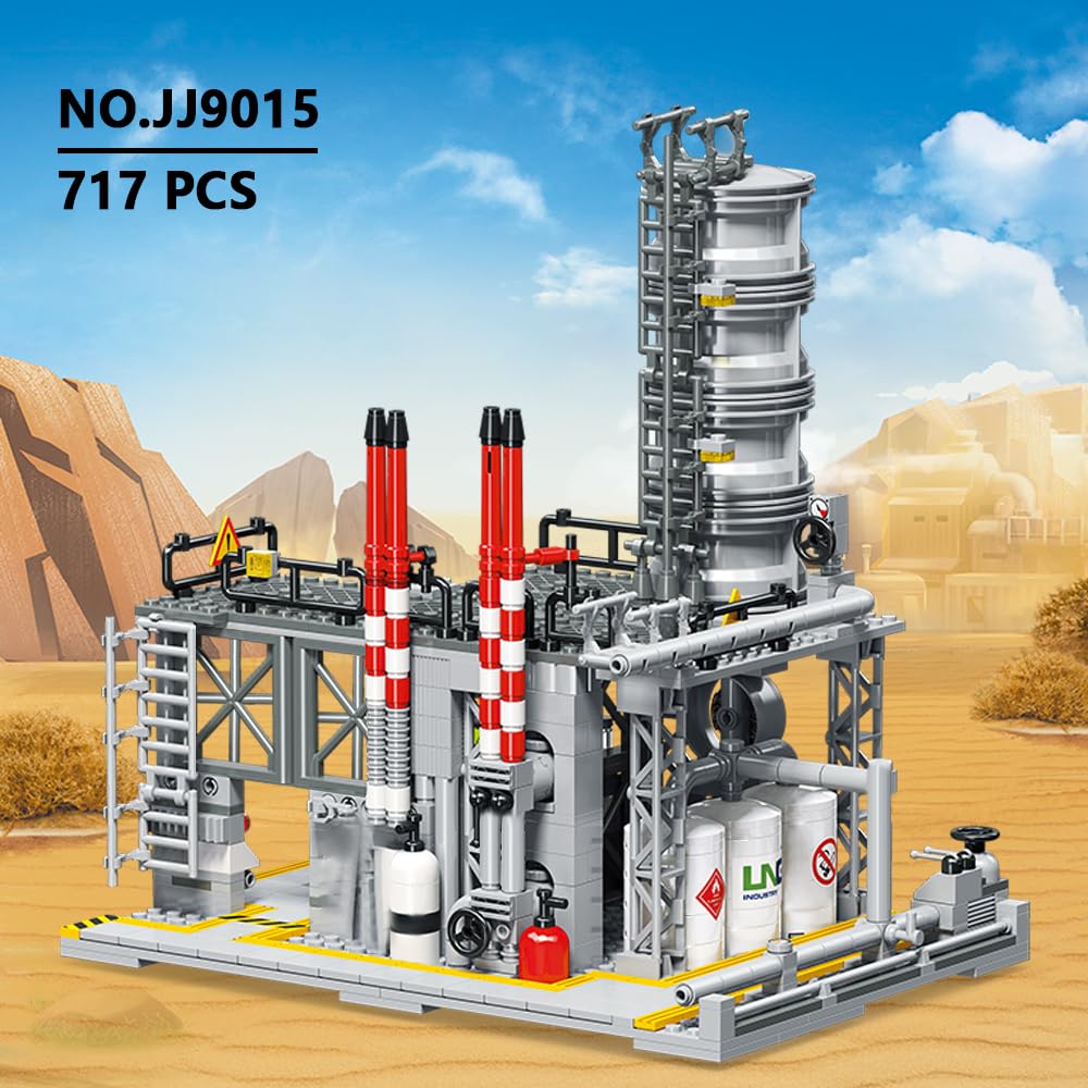 MISINI M6014 City Chemical Plant Building Set - 2142 Pcs STEM Toy for Adults, Includes Gas Station, Storage Center & Lab - Perfect for Collectors, Architecture Enthusiasts & Office Desk Display