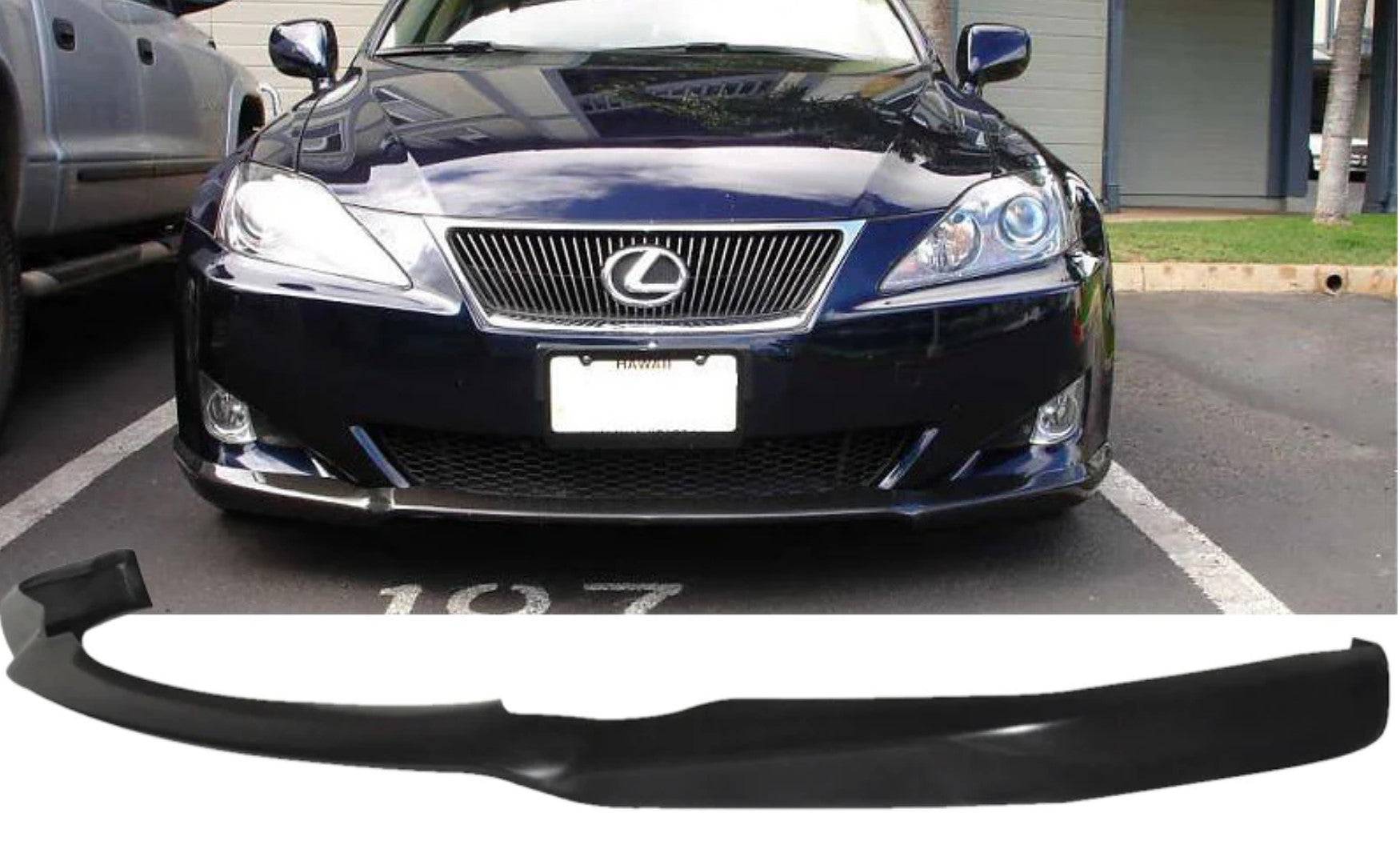 2006-2008 Lexus IS250 IS350 DS Style Front Bumper Lip Spoiler - Unpainted Black PU Material for Enhanced Aerodynamics & Sporty Look - Perfect for Car Enthusiasts & Street Racing