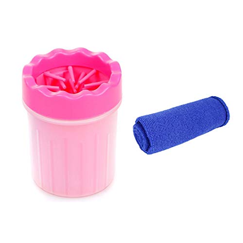 2 in 1 Portable Dog Grooming Paw Cleaner & Cat Foot Washer - Rose Red | Gentle Pet Paw Cleaning Brush for Bath Time & Outdoor Adventures