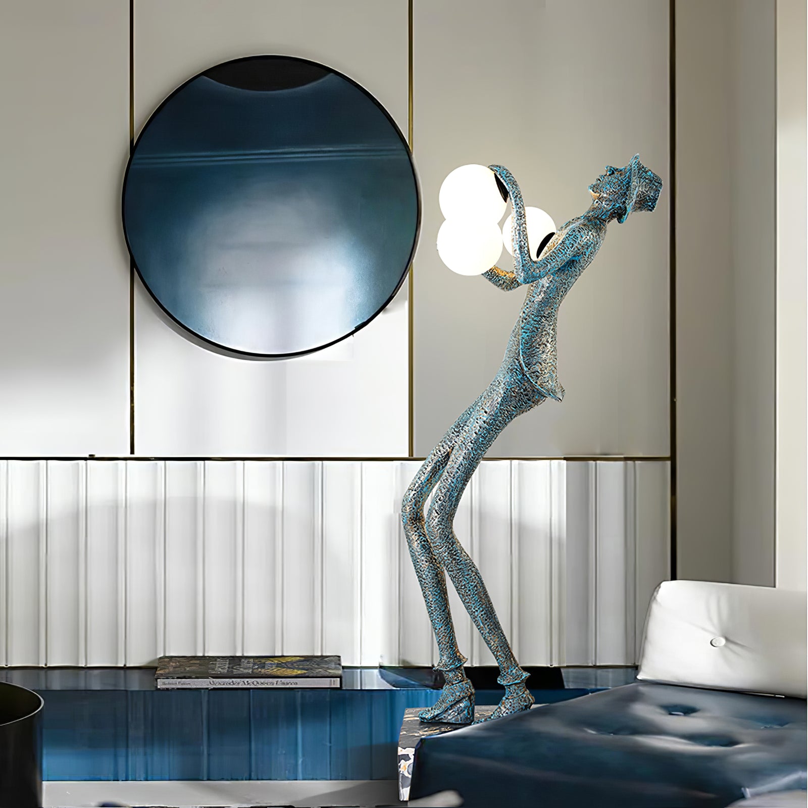Modern Gentleman Sculpture Floor Lamp - Elegant LED Standing Light for Living Room, Bedroom & Office Decor - Perfect for Reading, Relaxing & Ambient Lighting