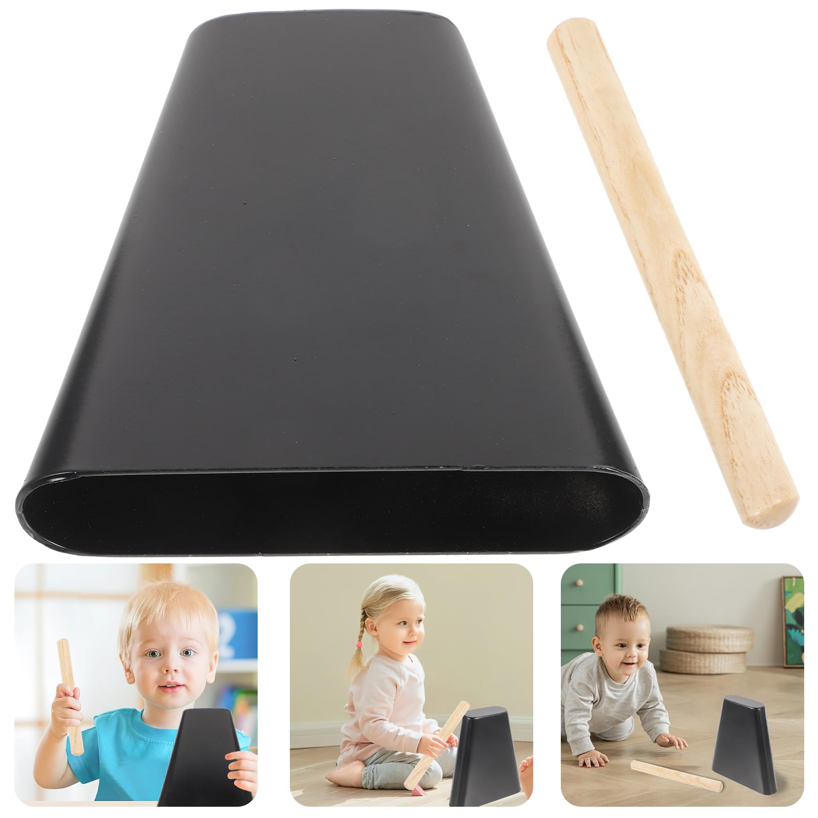 6 Inch Metal Cowbell with Wooden Stick - Loud Percussion Instrument for Sports Events, Music Bands & Festivals | Misten Noise Maker