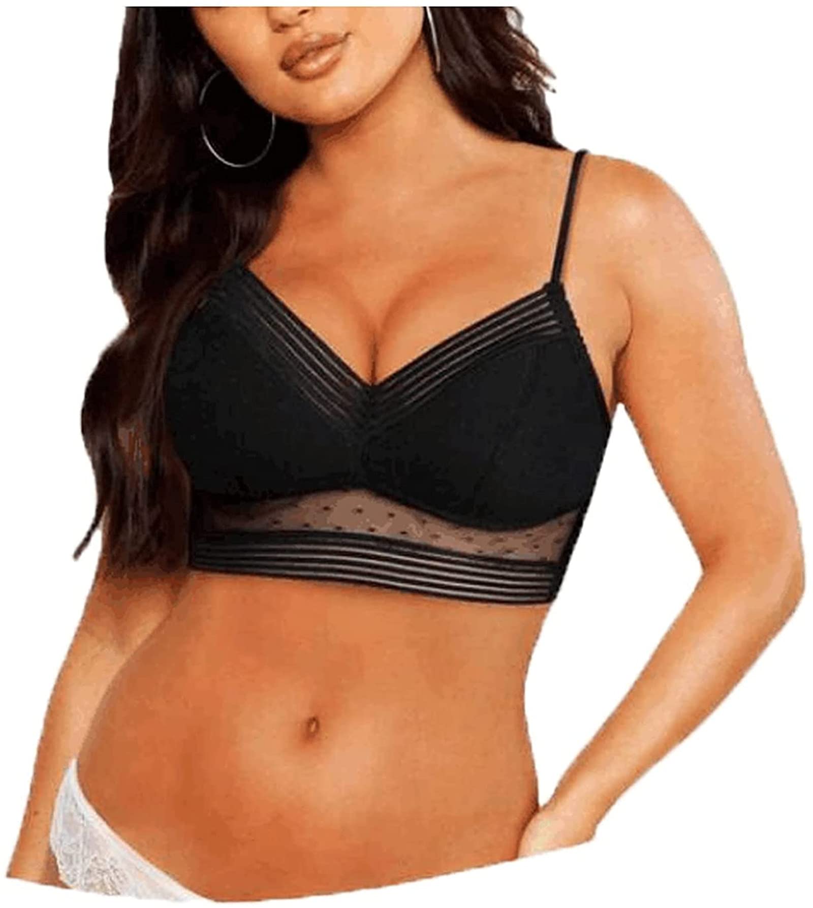 Wireless Lace Bra for Women - Low Back Uplifting Comfortable Lace-U-Back Design, Perfect for Evening Wear, Weddings & Special Occasions