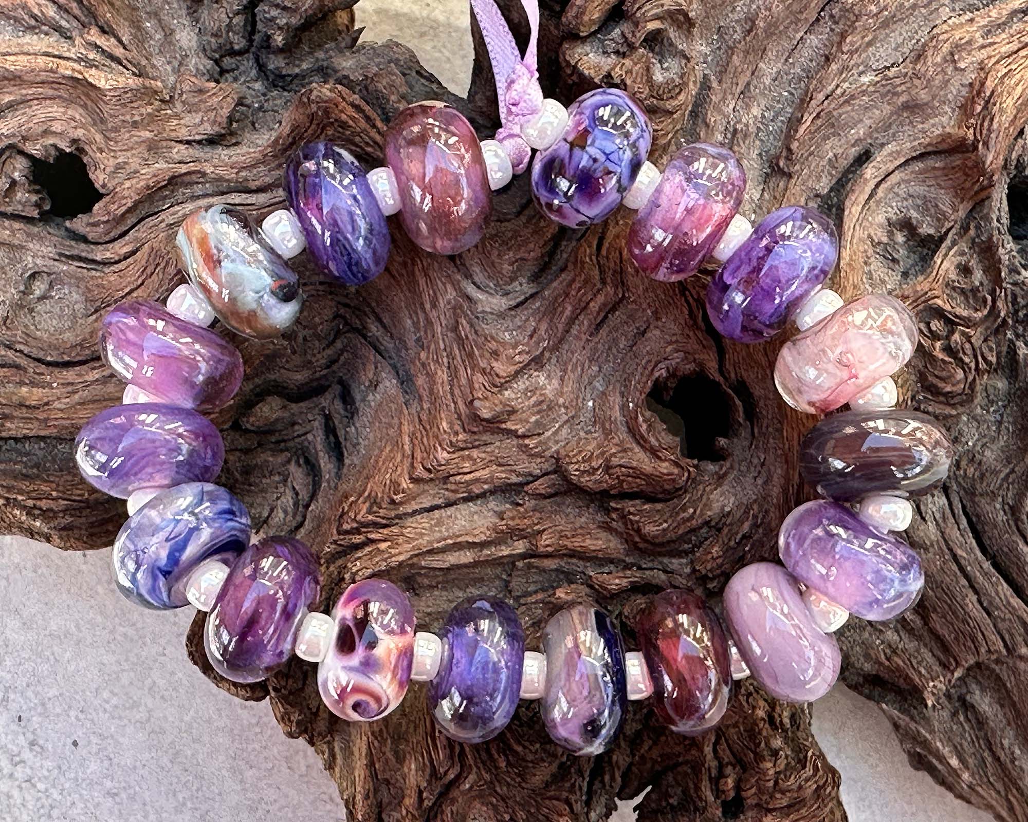 18 Purple Orphan Lampwork Glass Beads Mixed SRA - Perfect for Jewelry Making, DIY Crafts, and Beading Projects
