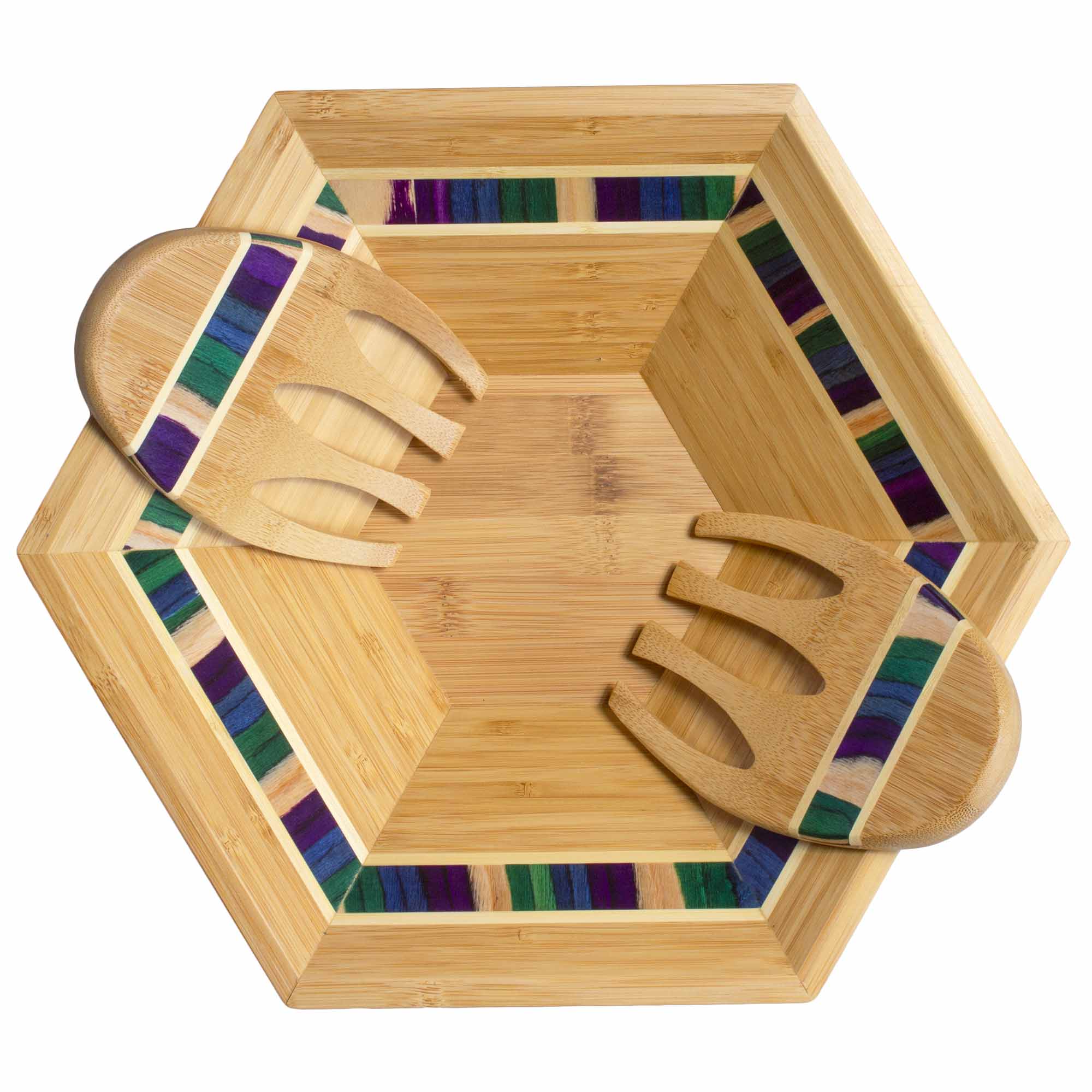 Baltique® Mumbai Collection Salad Bowl & Serving Set - Premium Acacia Wood Salad Bowl with Tongs - Perfect for Entertaining, Family Dinners & Healthy Meal Prep