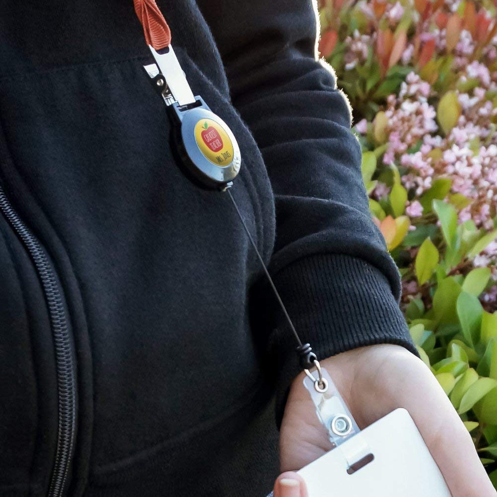 Custom Teacher Apple Lanyard ID Holder - Perfect for School & Office