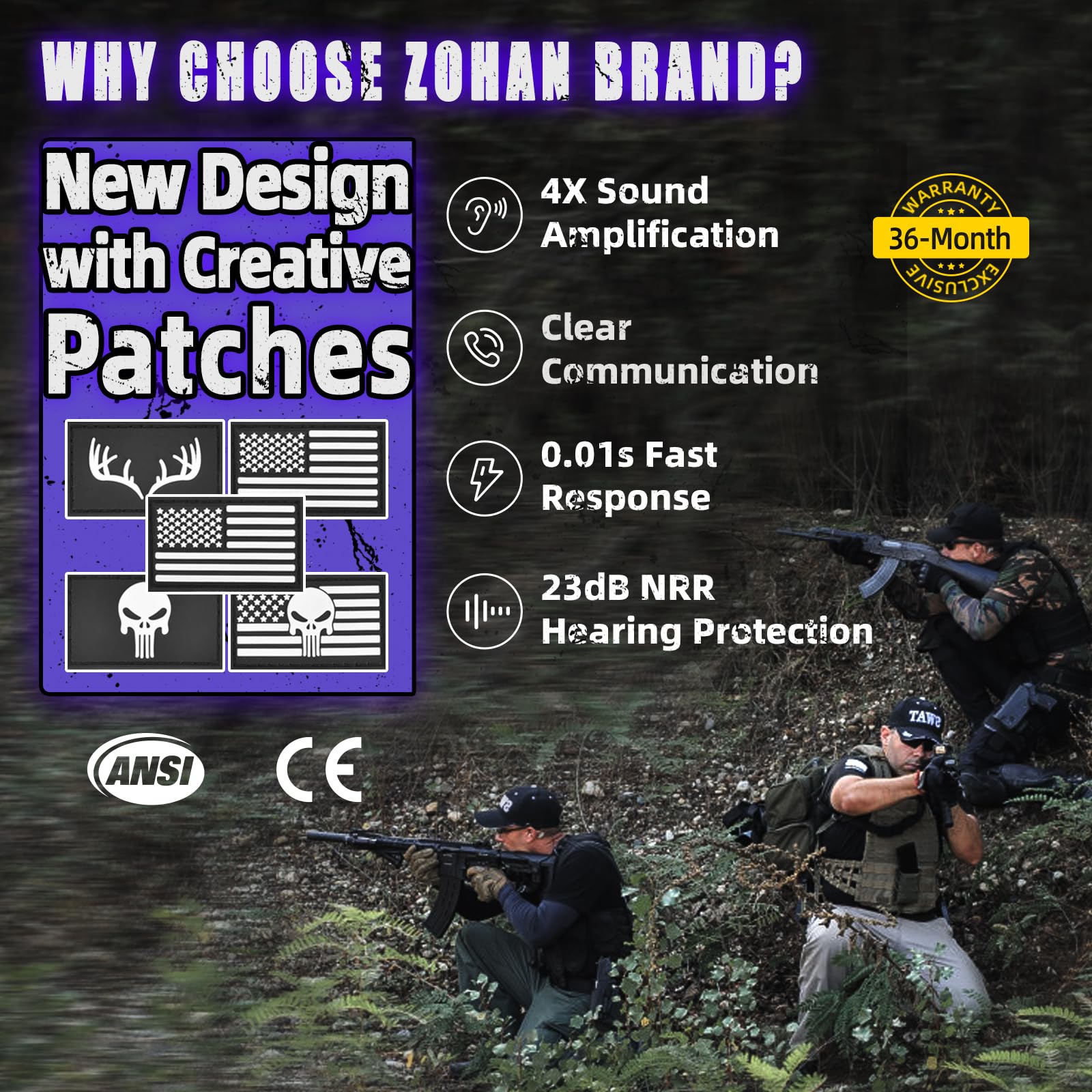 ZOHAN Electronic Shooting Earmuffs - NRR 23dB Noise Reduction Hearing Protection for Shooting Range, Hunting & Outdoor Sports | Gun Range Ear Protection Headphones for Men & Women
