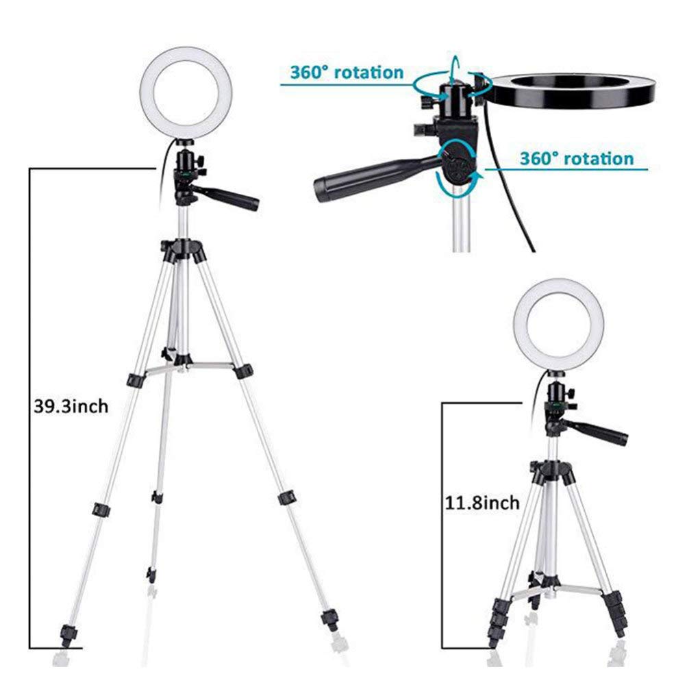Hemobllo Live Stream Phone Holder with LED Ring Light - Adjustable Tripod Stand for Makeup, Selfie, and Video Calls - Perfect for TikTok, YouTube & Instagram Content Creation