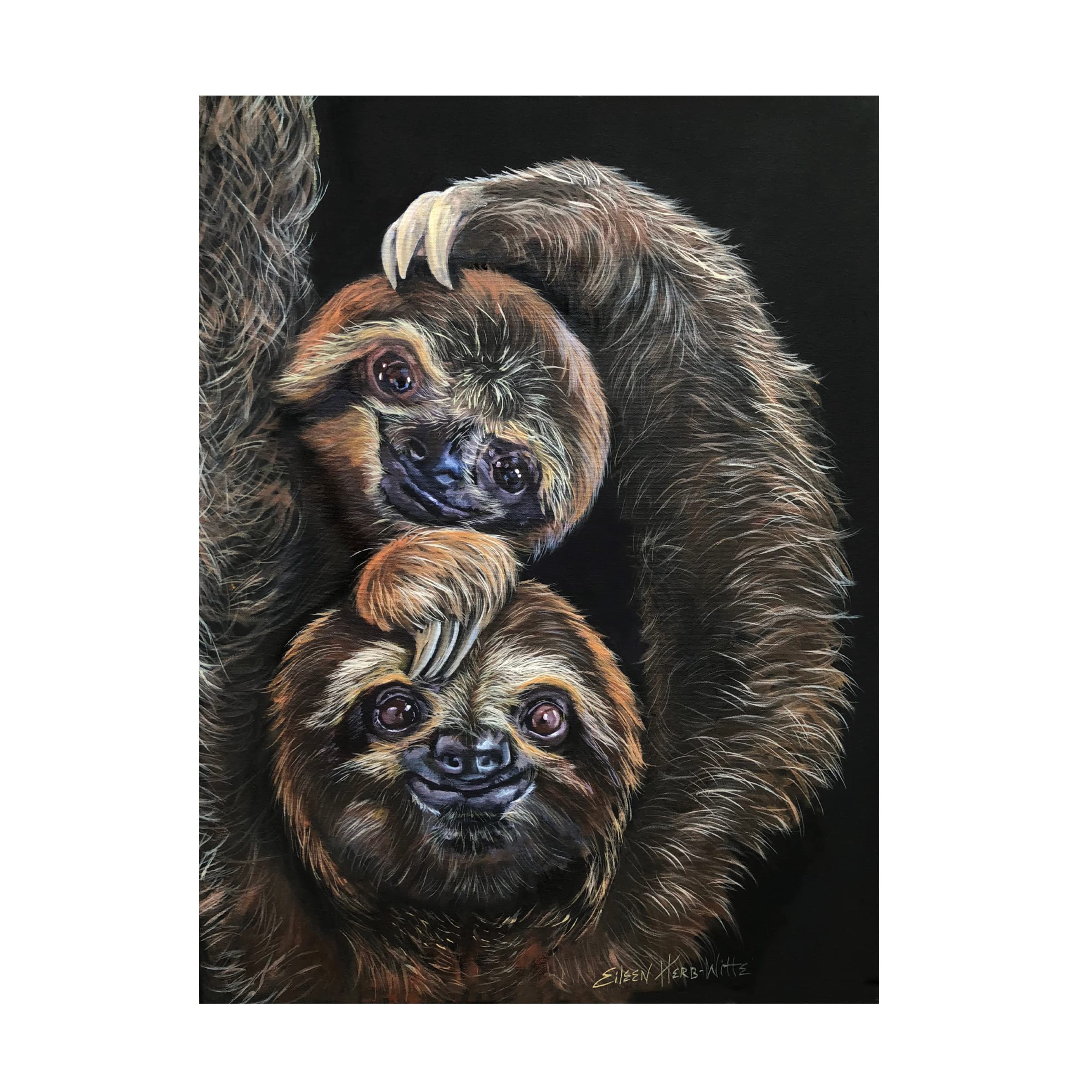 Happy Sloths Canvas Wall Art by Eileen Herb-Witte - Vibrant Animal Print for Living Room, Bedroom & Nursery Decor - Perfect Gift for Animal Lovers