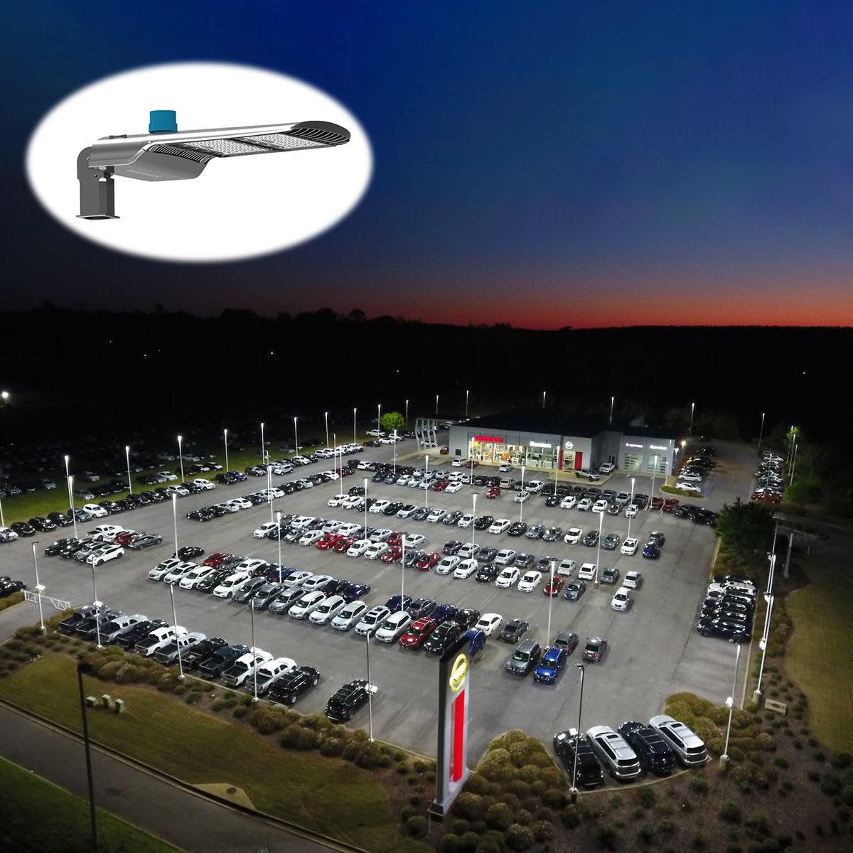 200W LED Parking Lot Light 26000 Lumens Dusk to Dawn Photocell Sensor - 5000K Daylight White Shoebox Style Outdoor Flood Light (600W Equivalent) - Commercial Grade Street & Area Lighting for Parks, Parking Lots, Roadways & Warehouse Yards