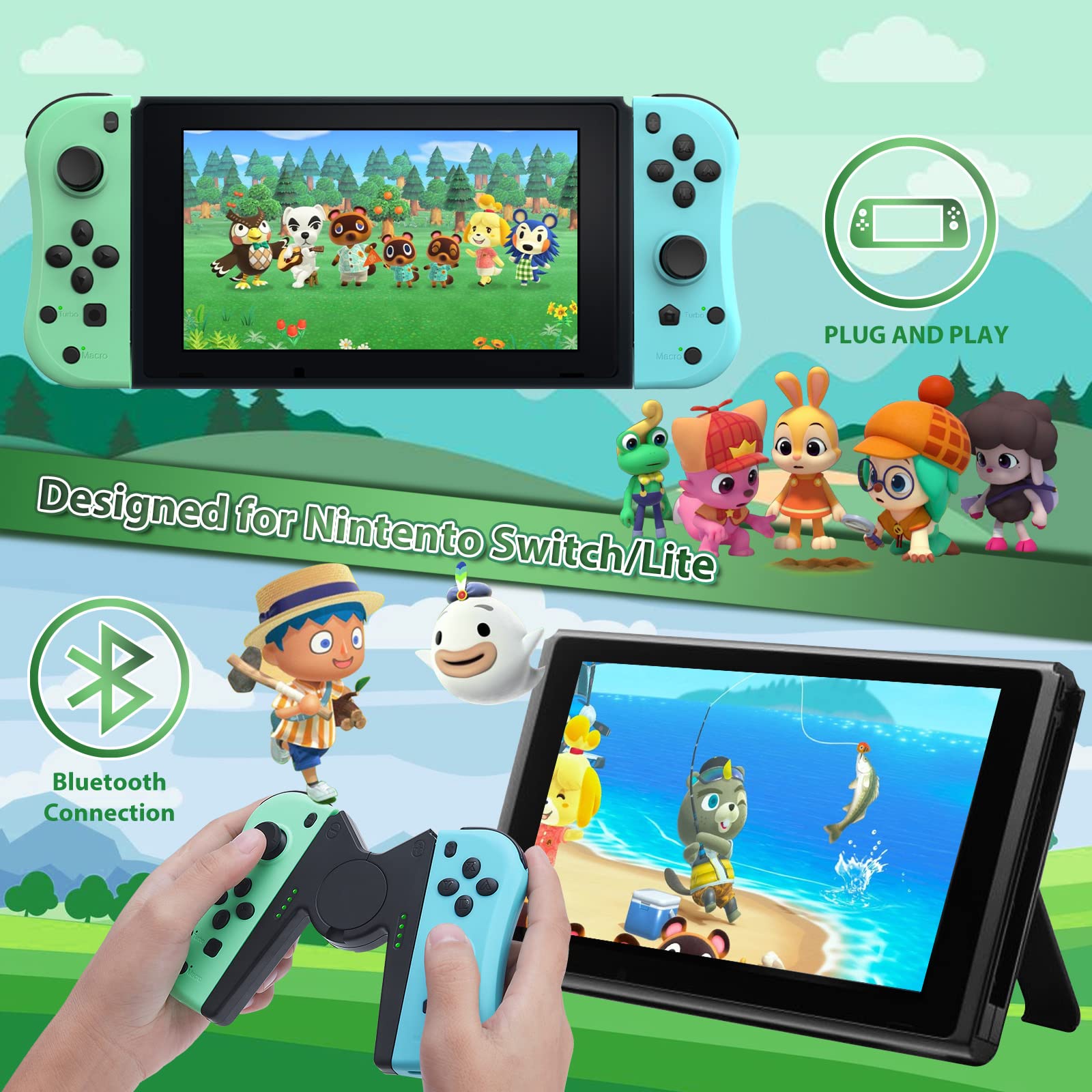 Original Title: Joy Con Controller Replacement Compatible for Nintendo Switch - Left and Right Neon Joycon with Wrist Strap, Alternatives for Nintendo Switch   Optimized Title: Nintendo Switch Joy-Con Controller Replacement - Left & Right Neon Joycon with Wrist Strap | Compatible with Nintendo Switch | Perfect for Gaming, Multiplayer & Family Fun