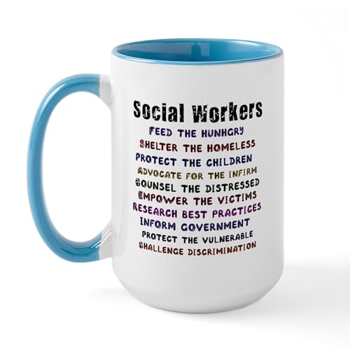 White/Blue Inside - Social Workers Work! Large Mug