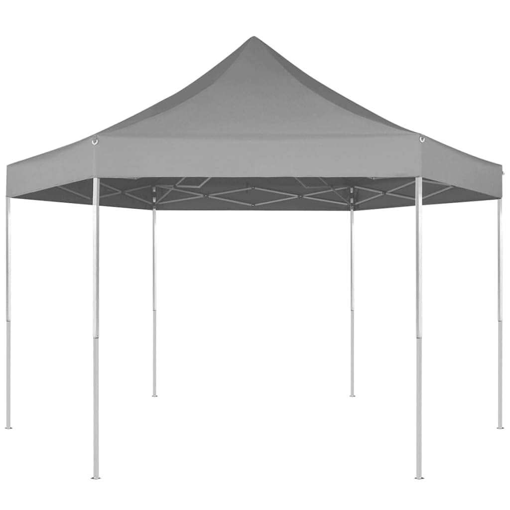11.8'x10.2' Hexagonal Pop-Up Canopy Tent - Instant Folding Outdoor Shelter with Legs, Portable Gray Marquee for Camping, Beach, Picnics & Outdoor Events