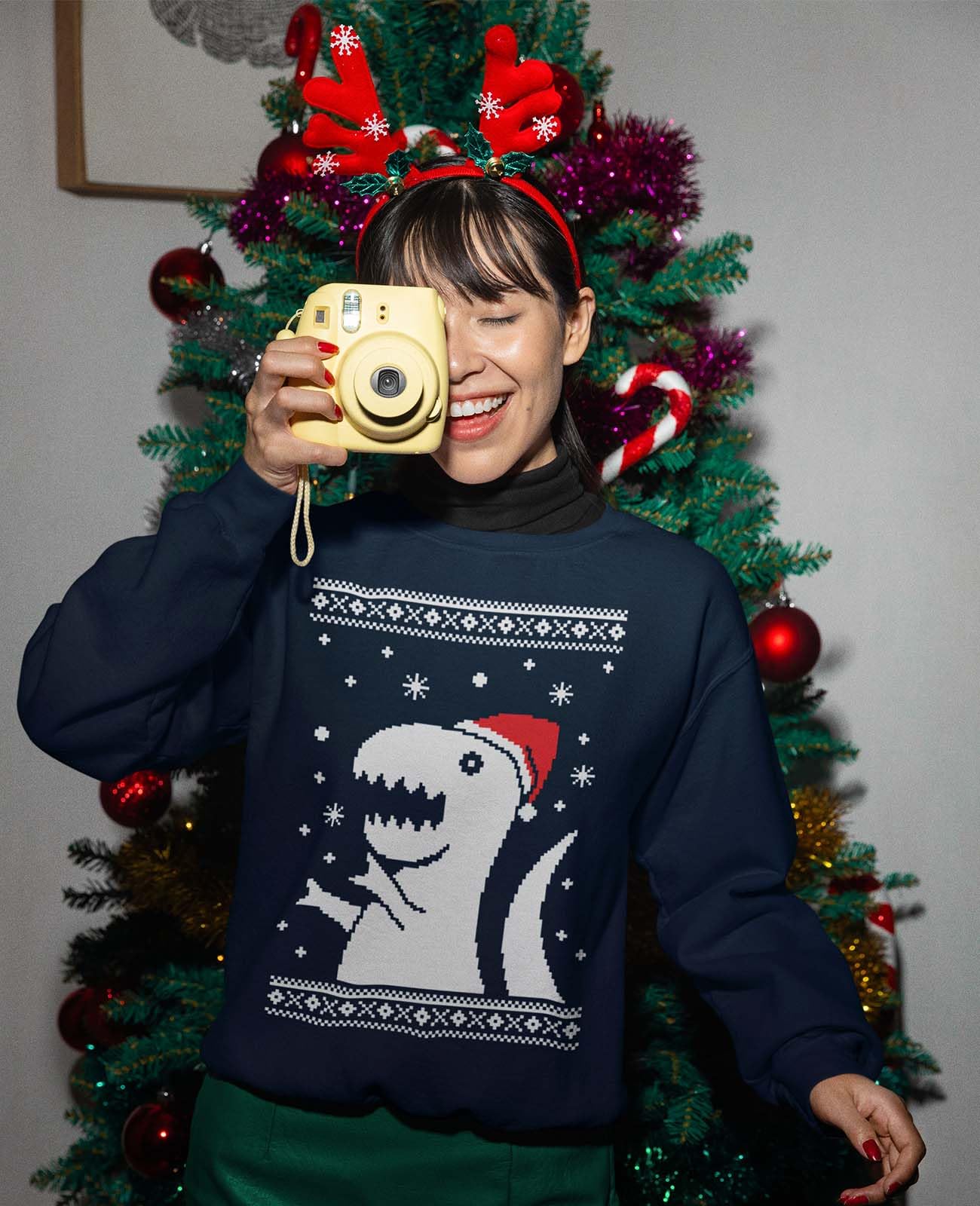 Big Trex Santa Sweatshirt for Women & Teens - Ugly Christmas Sweater for Holiday Parties