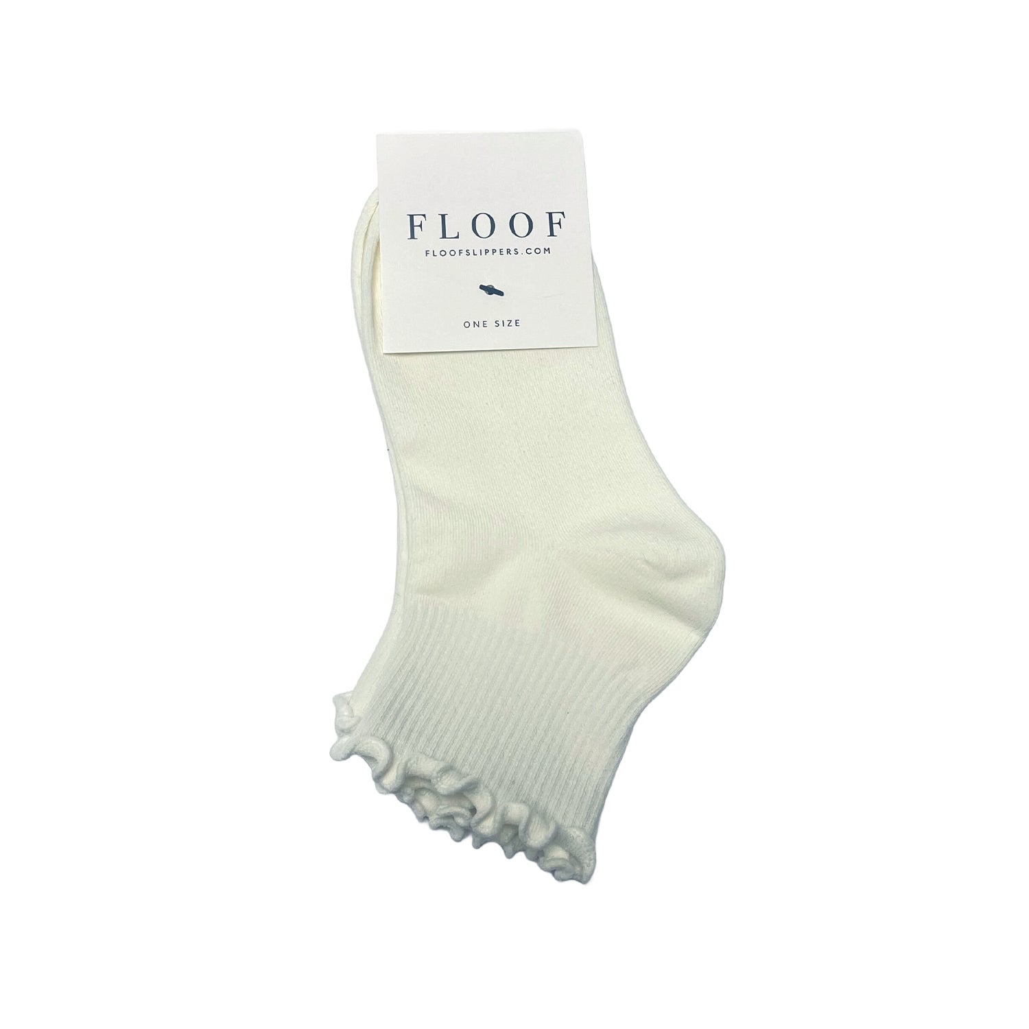FLOOF Women's For The Frill 2.0 Socks - White Crew Socks with Lace Trim | Comfortable & Stylish Everyday Wear for Work, Casual Outfits and Gifts