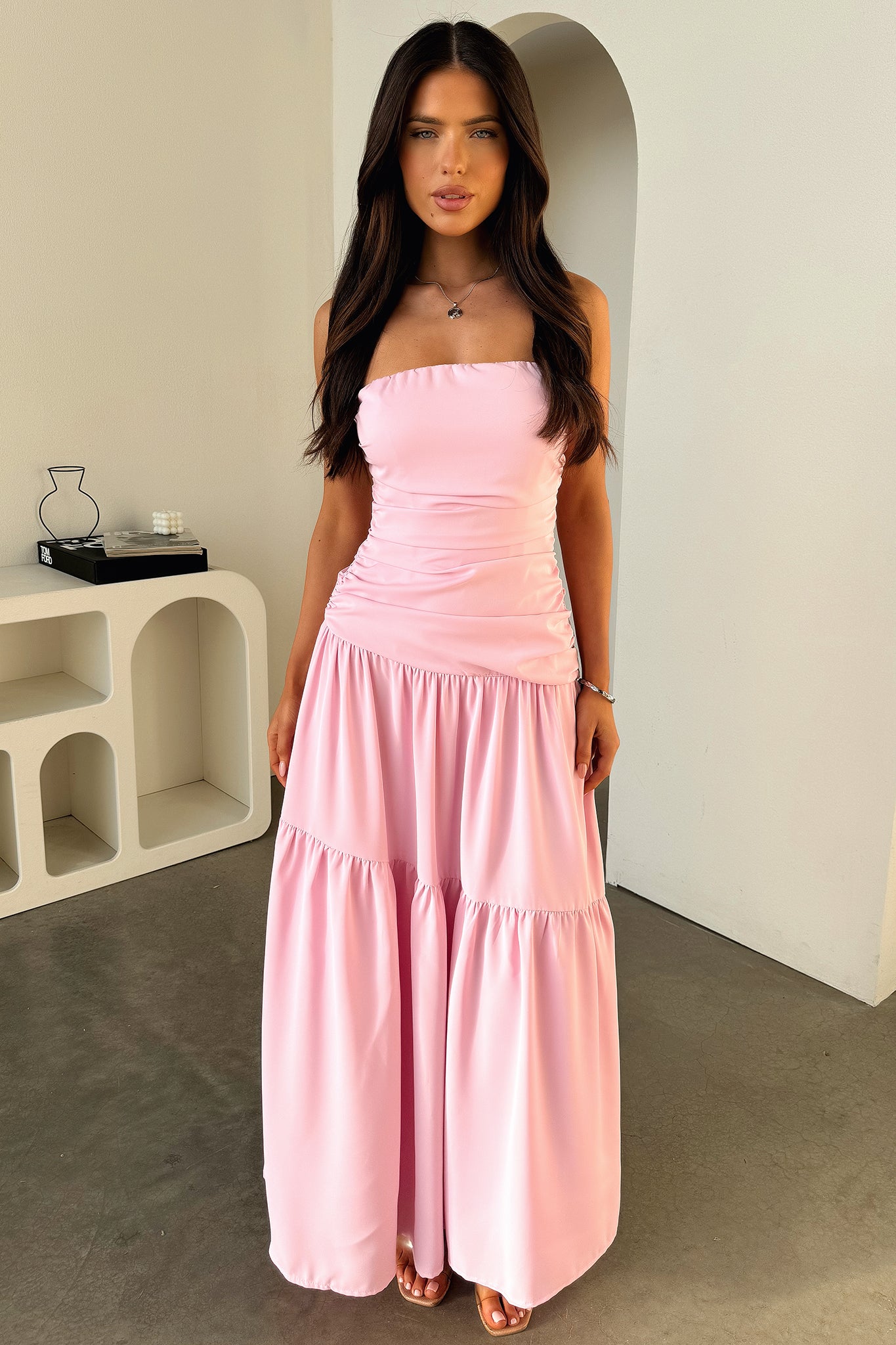 Charlotte Maxi Dress for Women - Elegant Flowy Pink Summer Dress for Beach, Party & Vacation | Soft Breathable Fabric