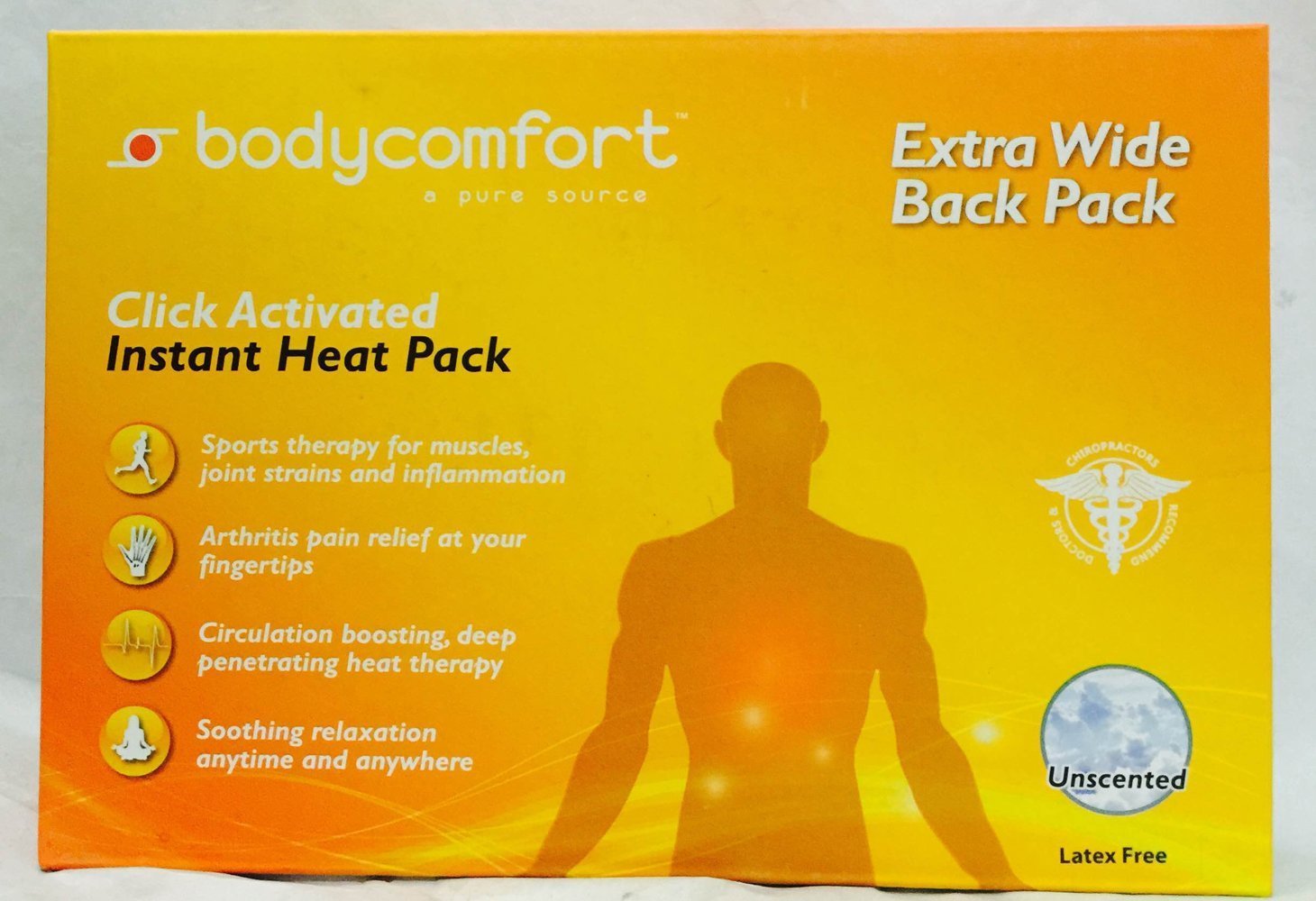 Bodycomfort Click Activated Instant Heat Pack - Extra Wide Back Pain Relief for Men & Women - Reusable Heating Pad for Muscle Soreness, Cramps, Arthritis - Perfect for Office, Travel, Sports & Home Use