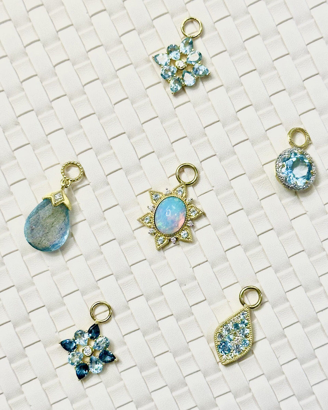 Jude Frances Provence Four Petal Blue Topaz Earring Charms - Elegant Dangle Earrings for Women, Perfect for Weddings, Parties & Special Occasions