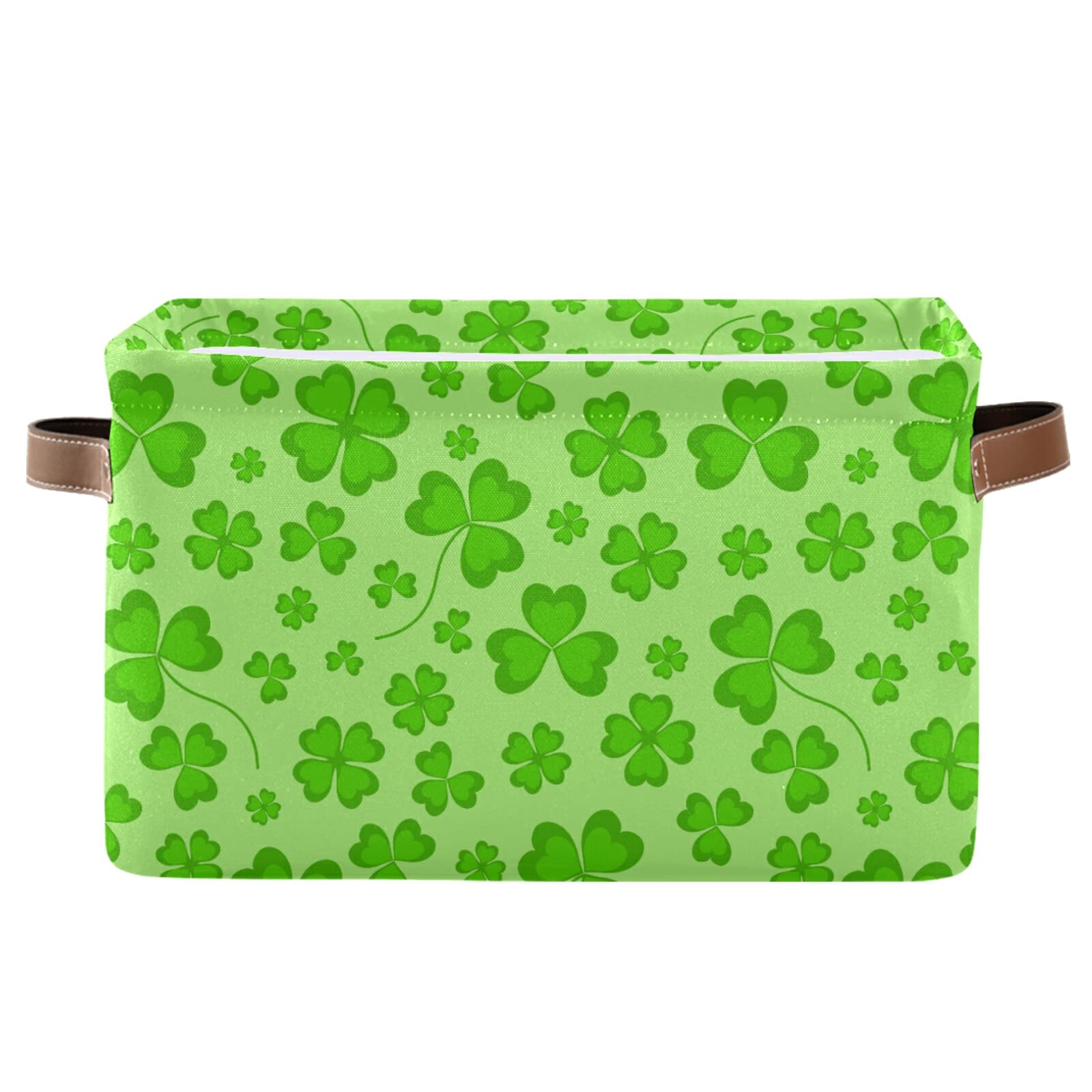 Shamrock Green Clover Storage Bin - Waterproof Toy Organizer, Laundry Basket & Closet Cube Box for Home, Office, Kids Room (12x12x12in) - Perfect for Storing Toys, Clothes & Household Items