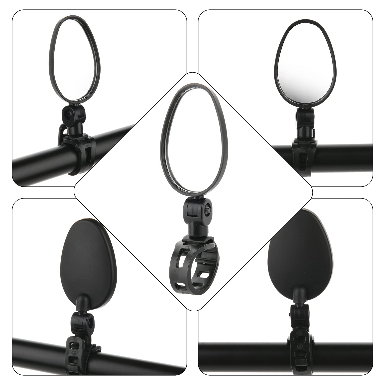 2 Pack Bike Mirror - 360° Adjustable Acrylic Rear View Safety Mirror for Mountain/Road Bicycles | Handlebar Mount Cycling Accessories | Perfect for Commuting, Trail Riding & Urban Cycling Safety
