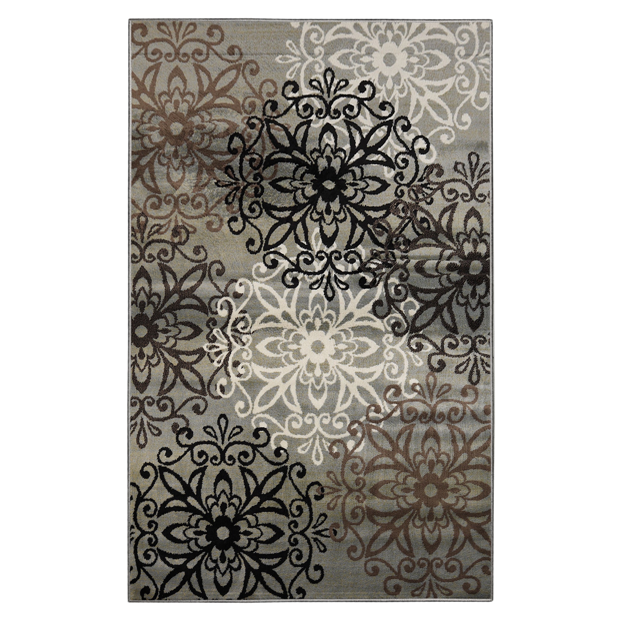 Leigh Traditional Floral Scroll Indoor Area Rugs & Runner Rugs - Non-Slip Soft Living Room Bedroom Decor Carpet