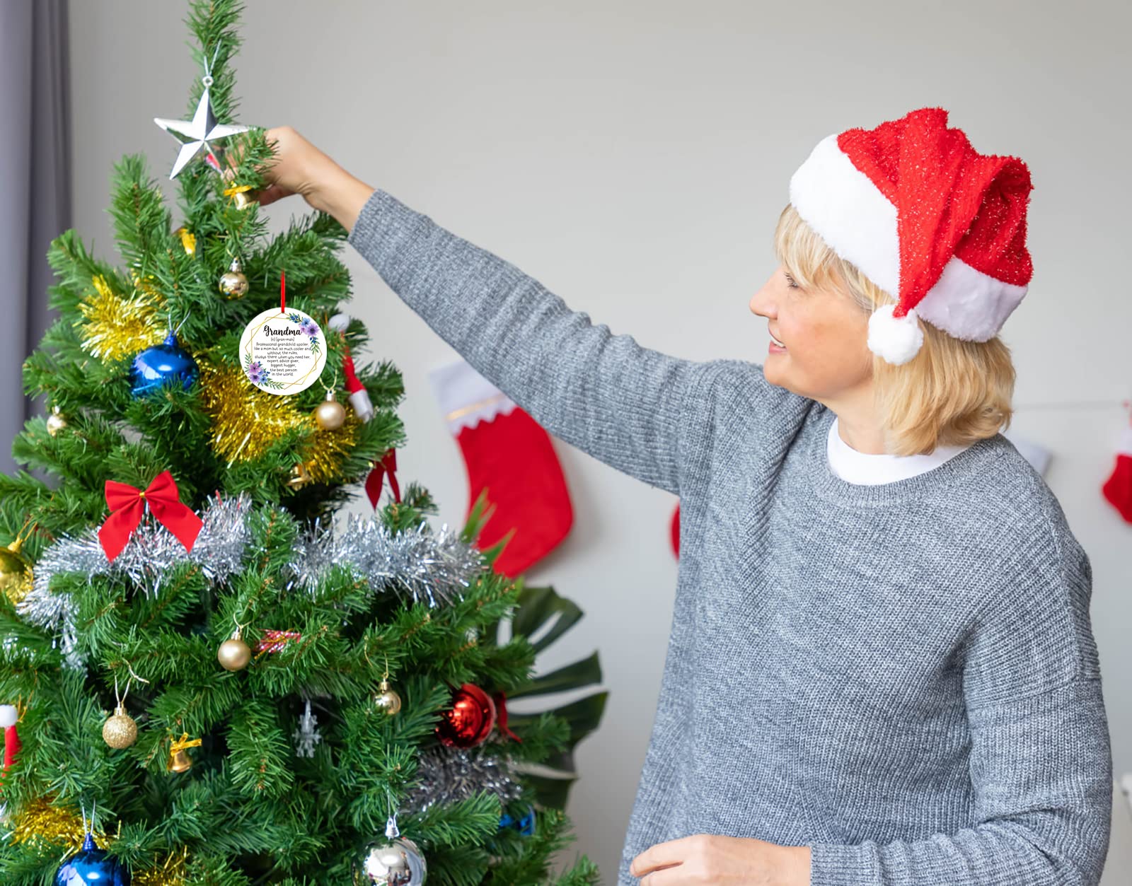 FaCraft Personalized Christmas Ornaments for Grandma - 2024 Birthday Gifts for Grandma from Grandson & Granddaughter | Heartwarming Tree Decorations for Christmas, Mother's Day & Family Gatherings