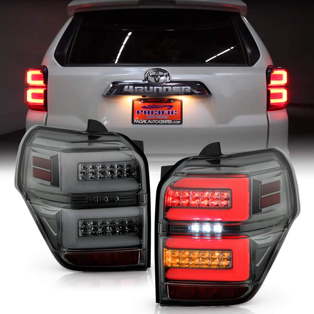 ACANII Full LED Tube Tail Lights with Sequential Turn Signal for 2010-2020 Toyota 4Runner SUV - Smoked Lens Design, Left & Right Pair - Perfect for Off-Roading & Night Driving