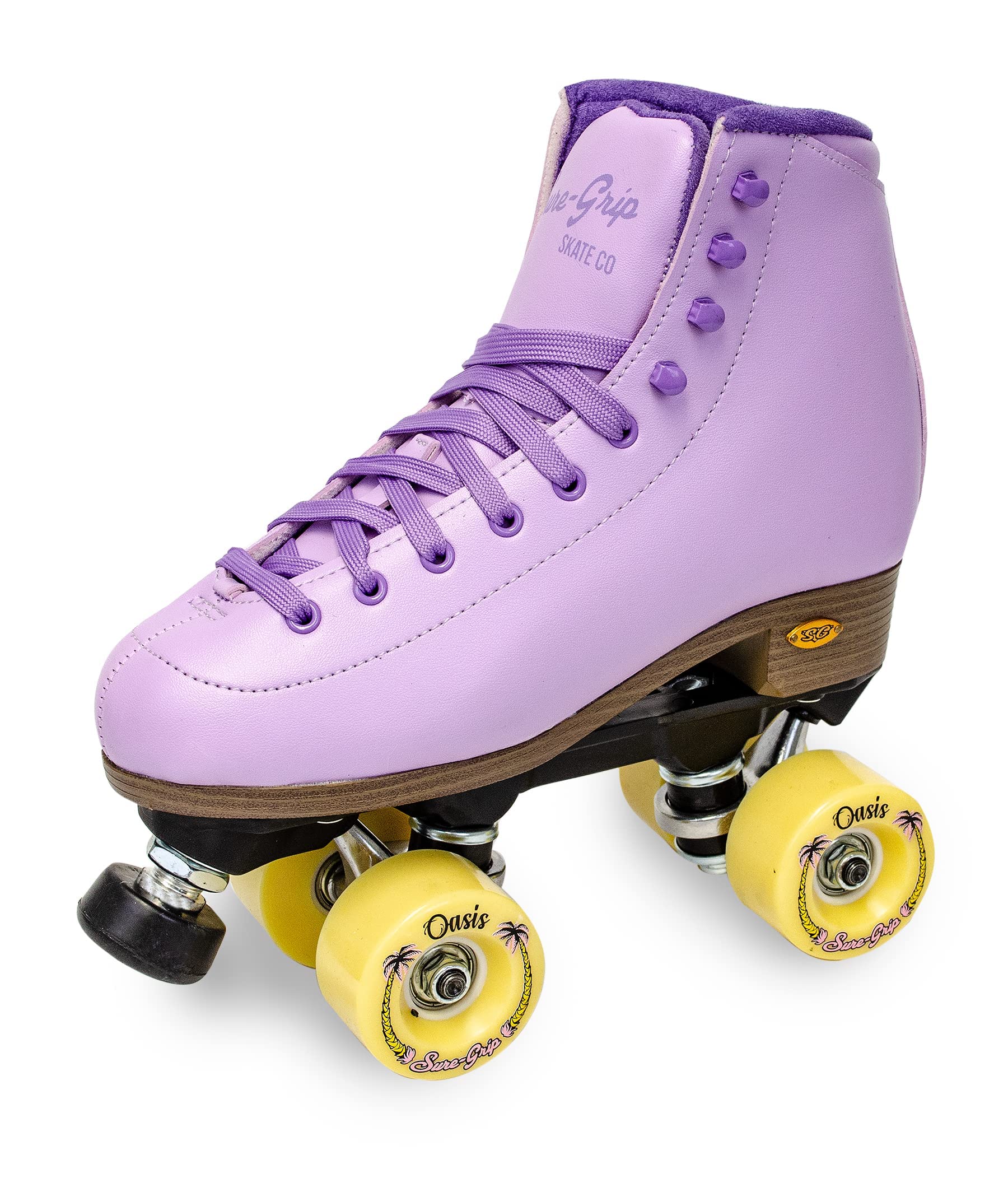 Sure-Grip Lavender Oasis Outdoor Roller Skates for Women & Men - Comfortable Quad Skates for Street, Park & Trail Skating - Perfect for Beginners & Pros (Use at Skate Parks, Outdoor Rinks & City Streets)