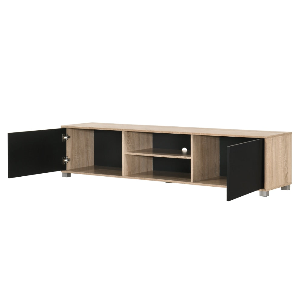 Calliope TV Stand with 2 Doors - Oak & Black Entertainment Center for Living Room, Bedroom, Home Theater - Modern Media Console with Storage for TV up to 65